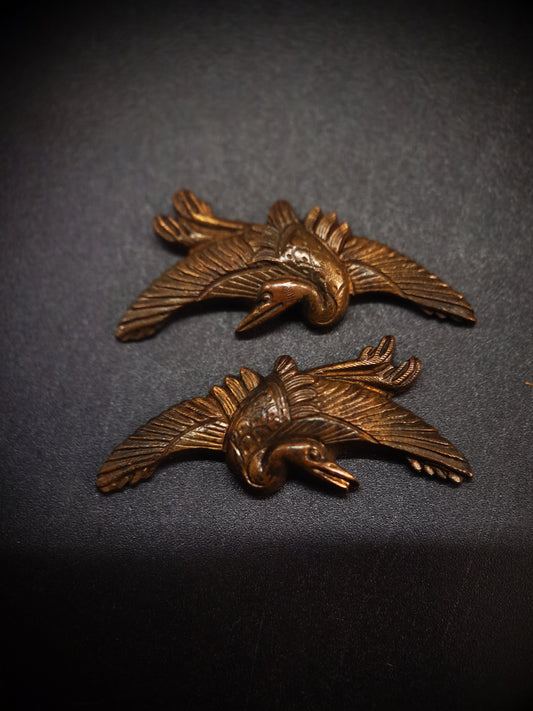 Japanese Crane Menuki for Katana and  Wakziashi Edo Period Antique C049