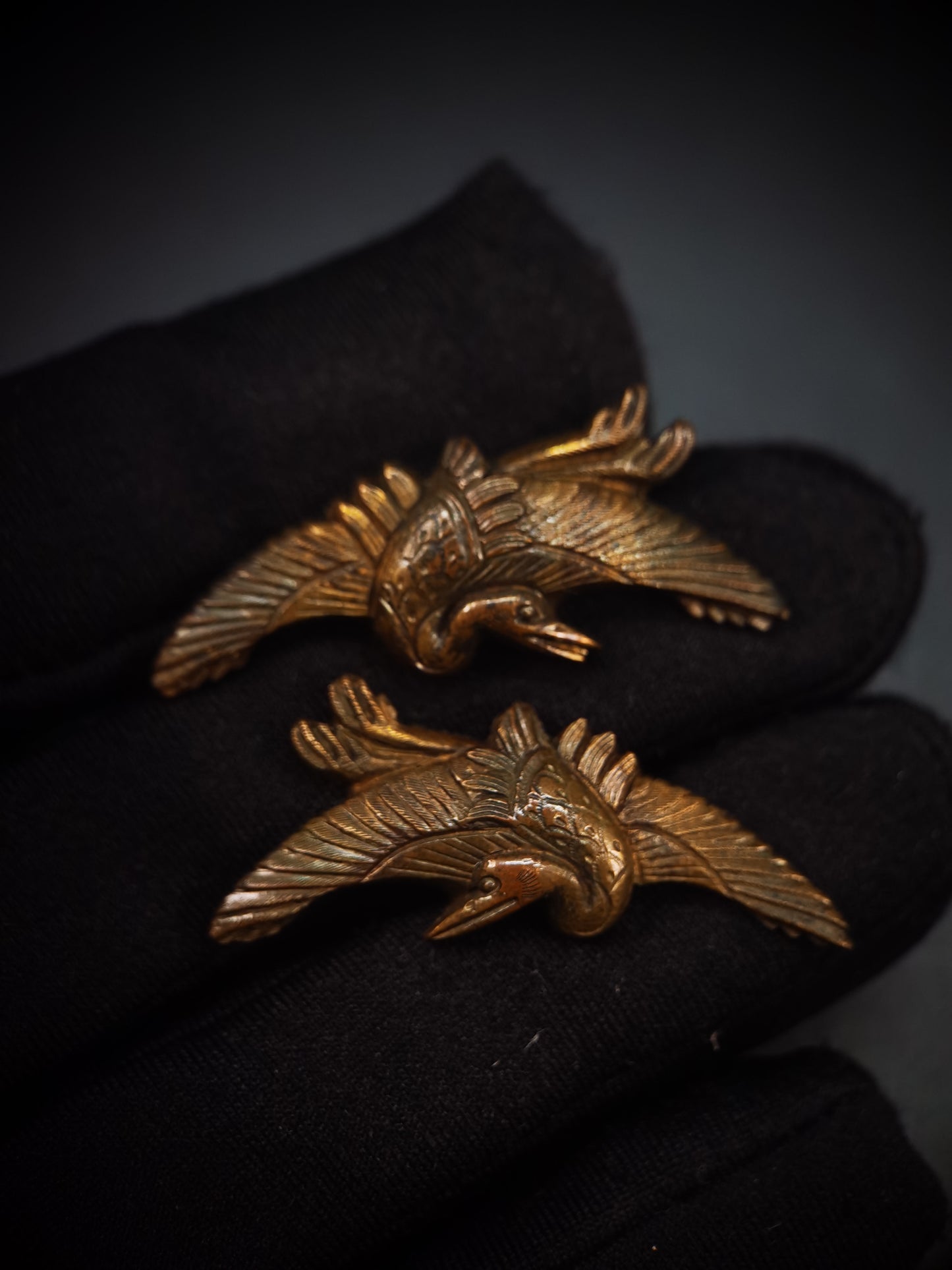 Japanese Crane Menuki for Katana and  Wakziashi Edo Period Antique C049