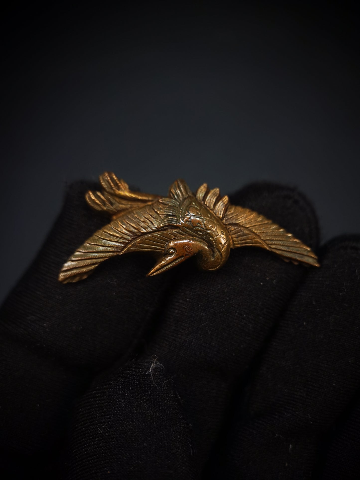 Japanese Crane Menuki for Katana and  Wakziashi Edo Period Antique C049
