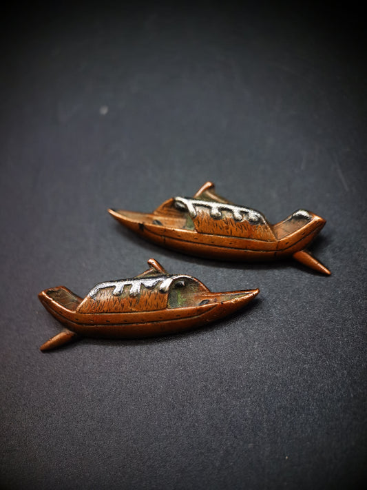 Japanese Boat with canopy Menuki for Wakziashi and Tanto Edo Period Antique C066