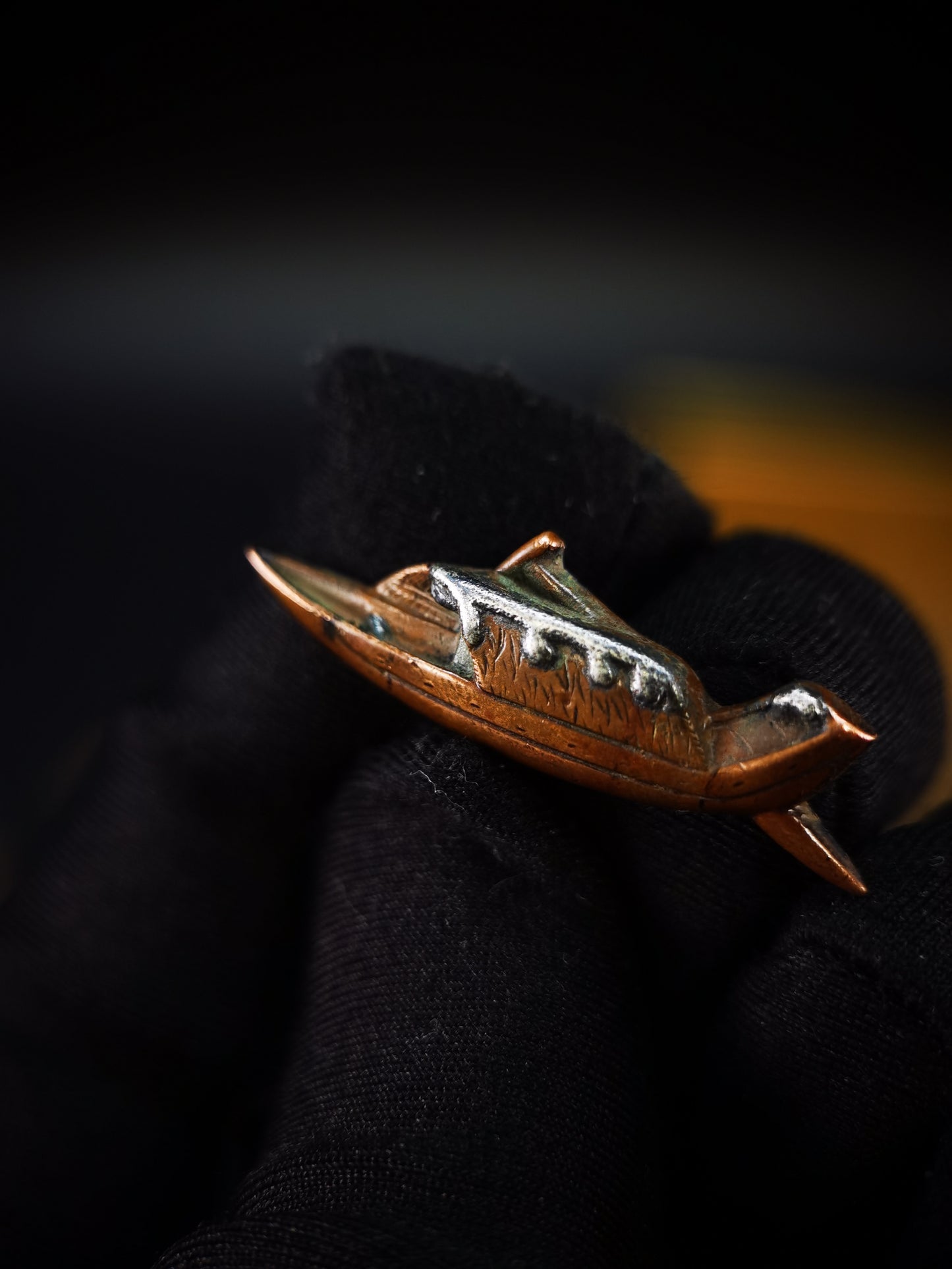 Japanese Boat with canopy Menuki for Wakziashi and Tanto Edo Period Antique C066