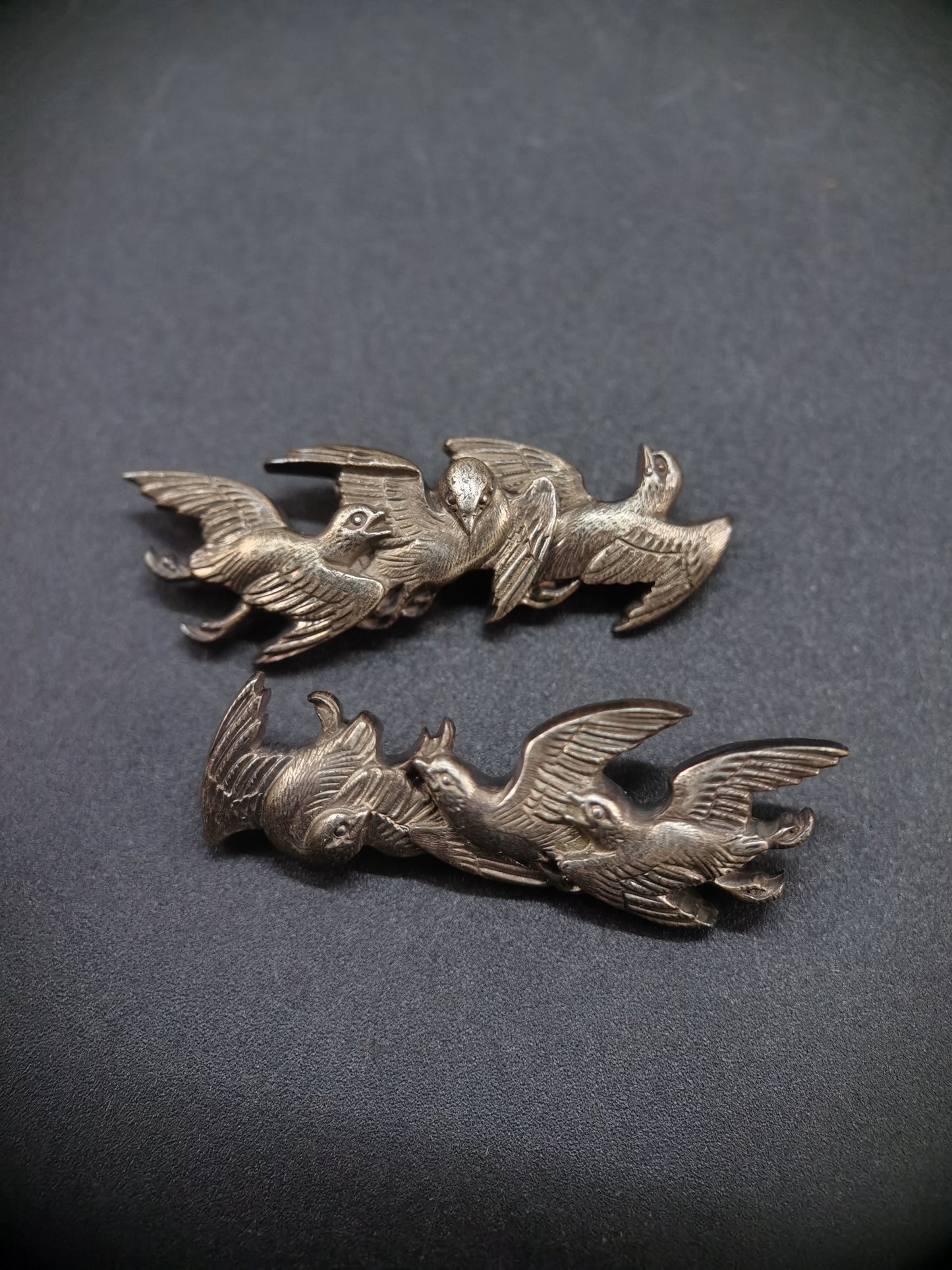 Japanese Type Pure Silver Three Little Birds Menuki for Katana and wakziashi, Y172