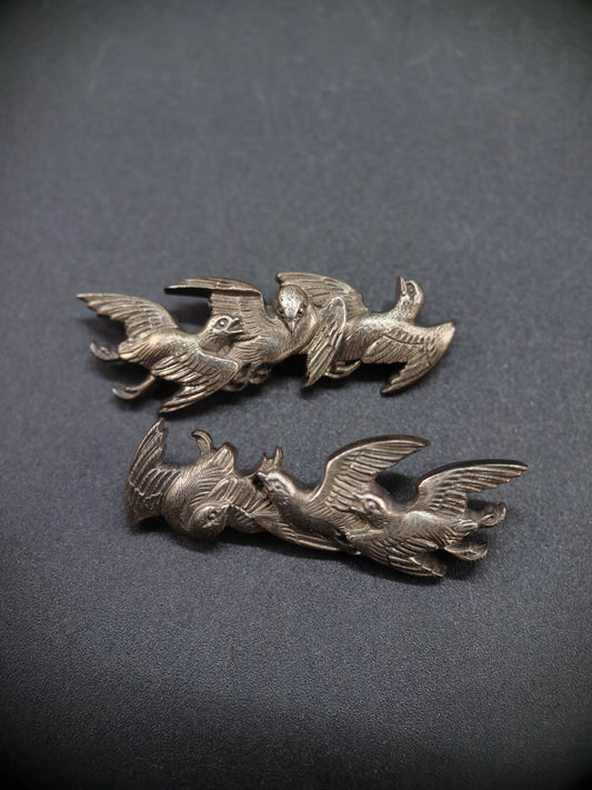 Japanese Type Pure Silver Three Little Birds Menuki for Katana and wakziashi, Y172