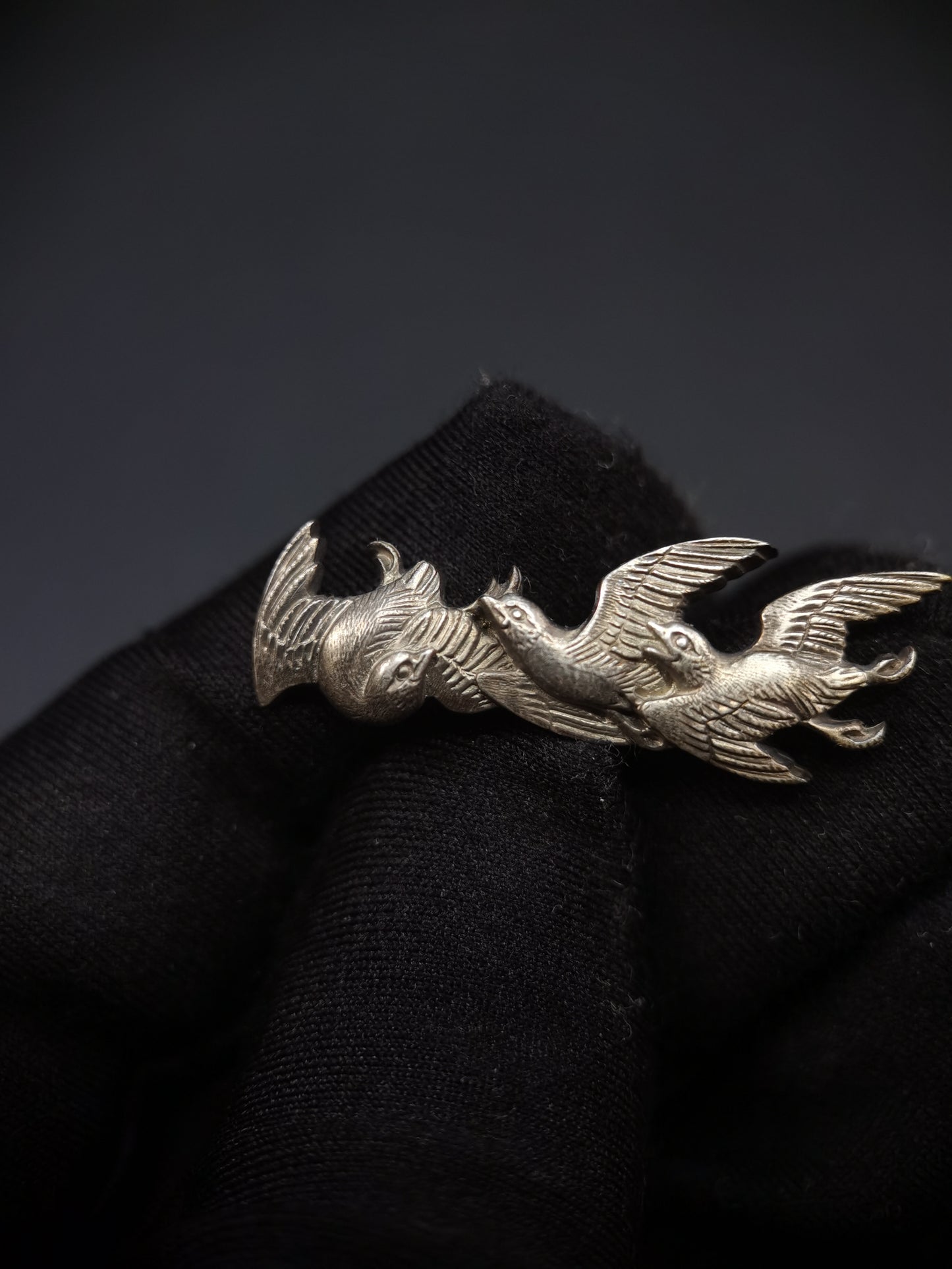 Japanese Type Pure Silver Three Little Birds Menuki for Katana and wakziashi, Y172