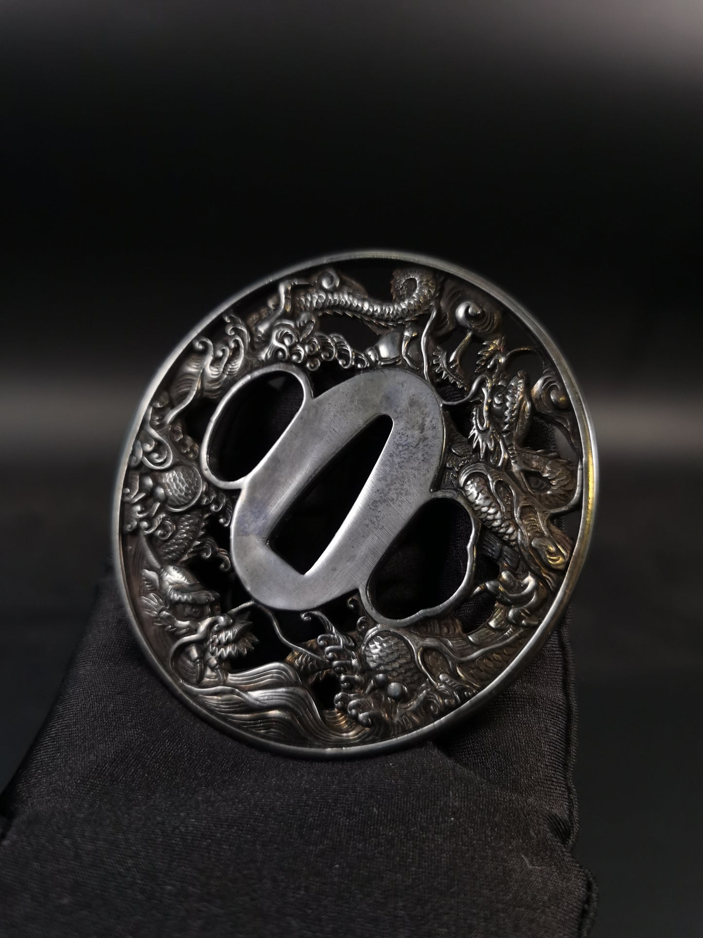 Japanese Type Wave and Dragon Pattern Tsuba for Katana and Wakziashi, Y162