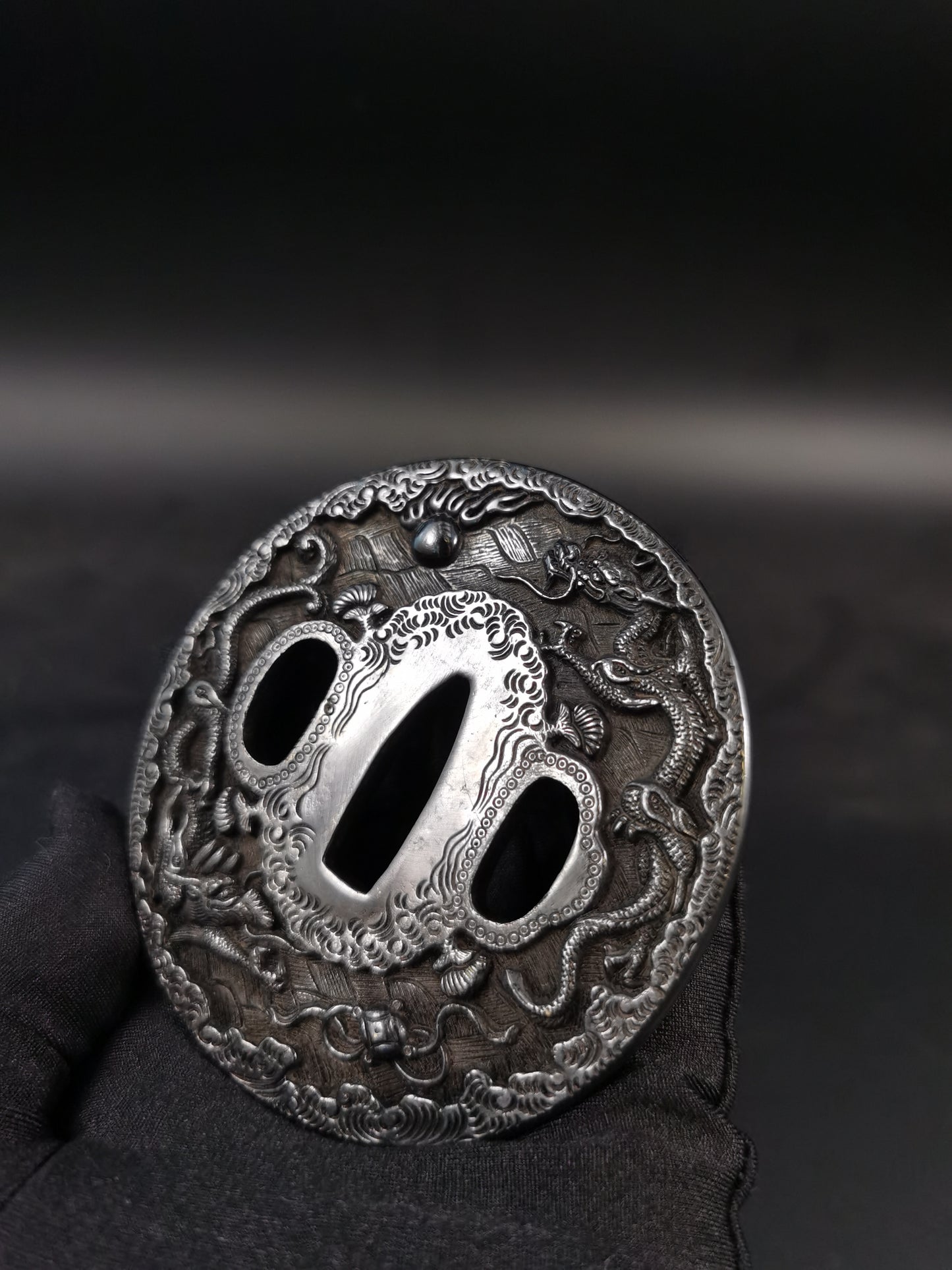 Japanese Type Dragon Phoenix Lion Pattern Tsuba for Katana and Wakziashi Y163