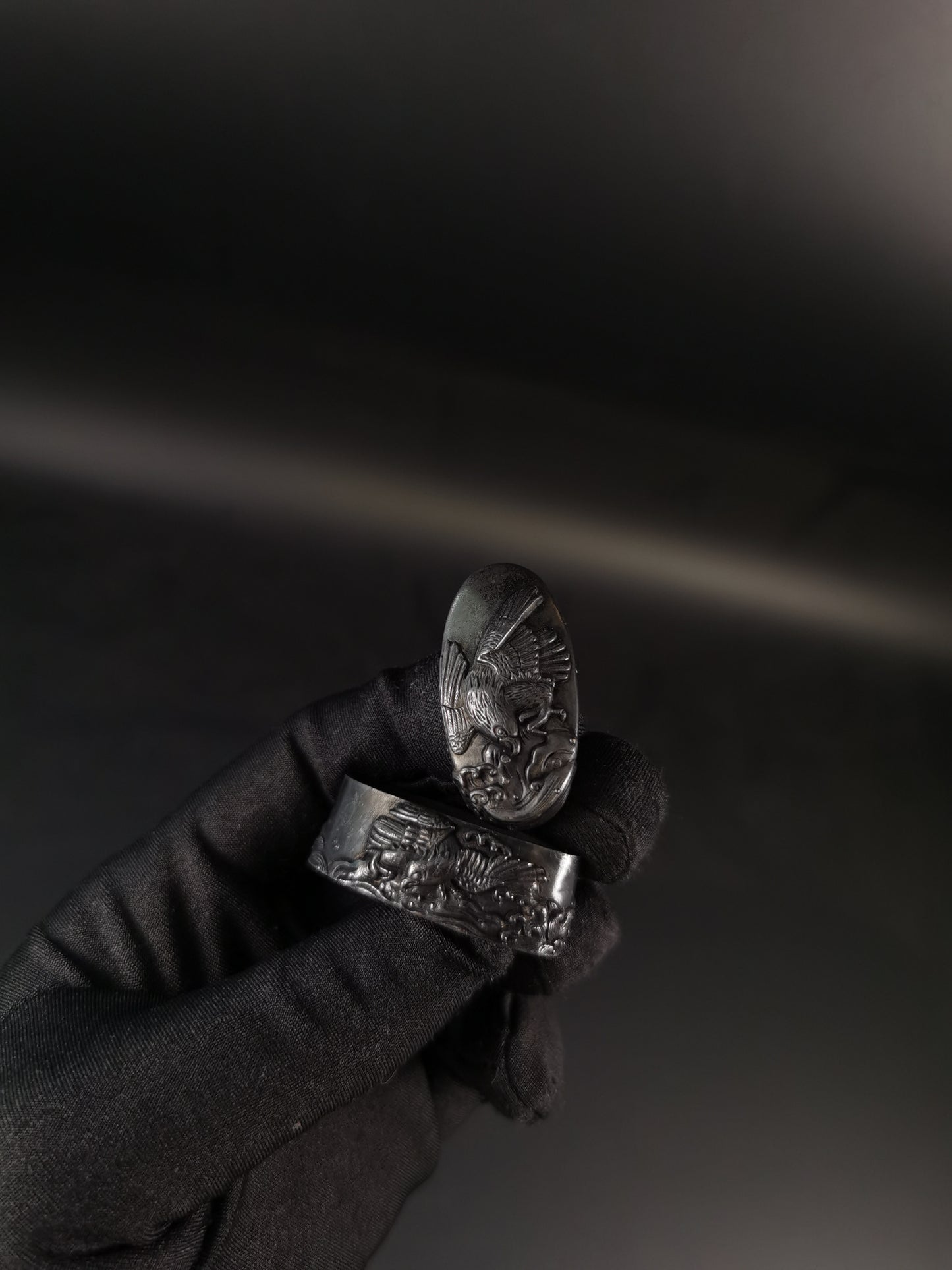 Japanese Type Waves and Flying Eagle Fuchi & Kashira for Katana and Wakziashi,Y166