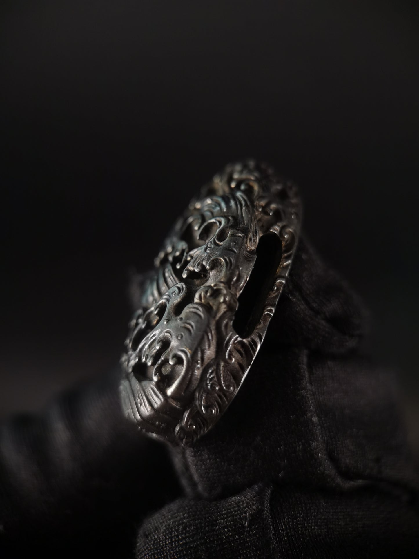 Japanese Type Waves Pattern Fuchi & Kashira for Katana and Wakziashi,Y167