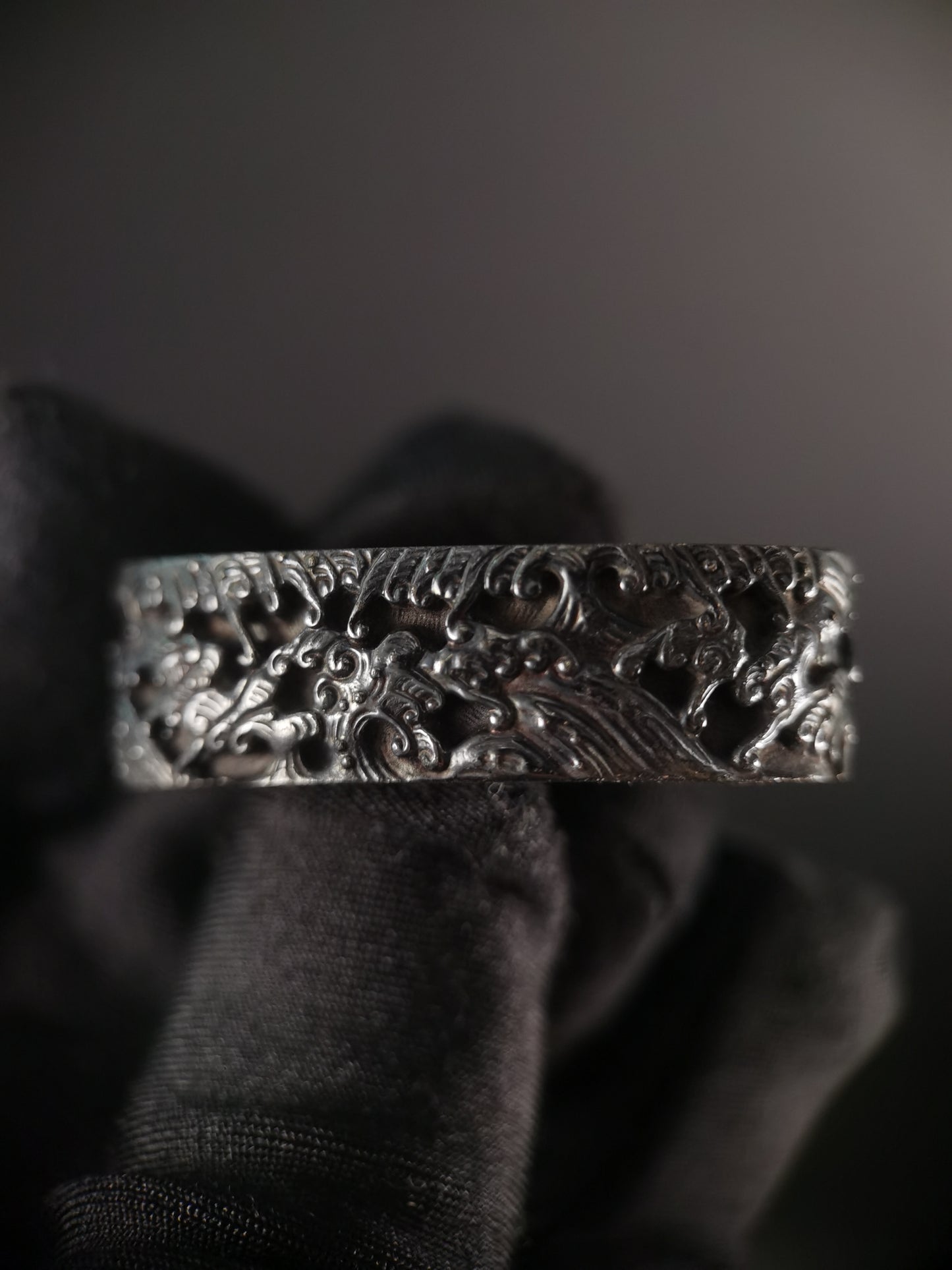 Japanese Type Waves Pattern Fuchi & Kashira for Katana and Wakziashi,Y167