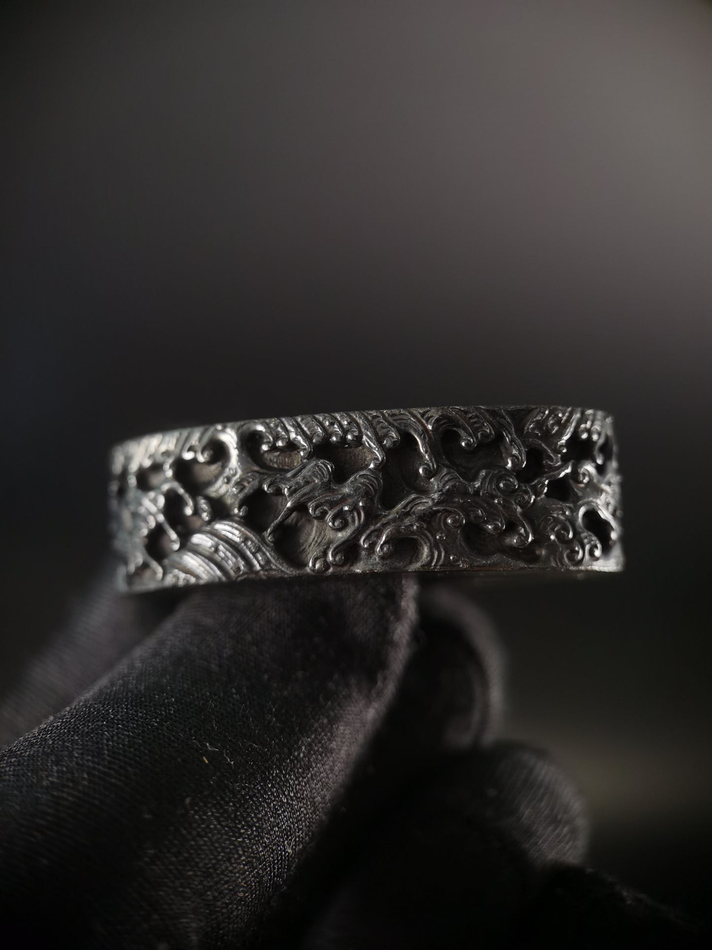 Japanese Type Waves Pattern Fuchi & Kashira for Katana and Wakziashi,Y167