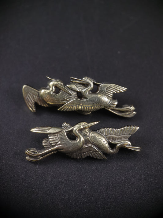 Japanese Type Double linked egret Menuki for Katana and wakziashi, Y174