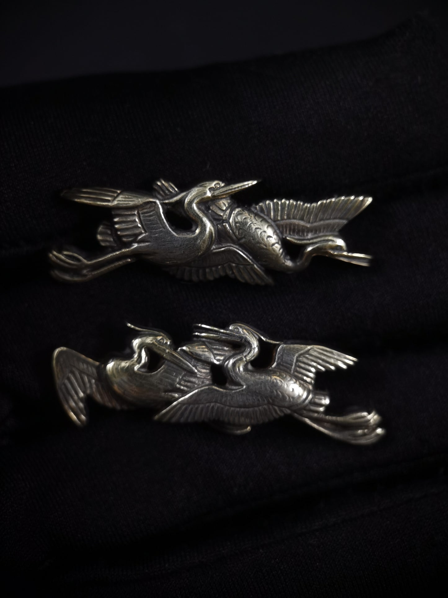 Japanese Type Double linked egret Menuki for Katana and wakziashi, Y174
