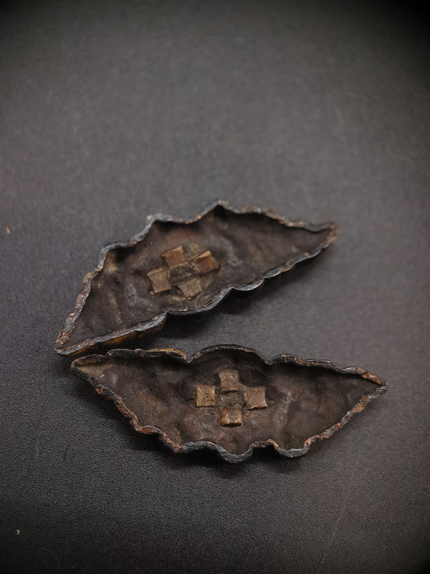 Japanese Type Playing Go Menuki for Katana and Wakziashi Edo Period Antique C069