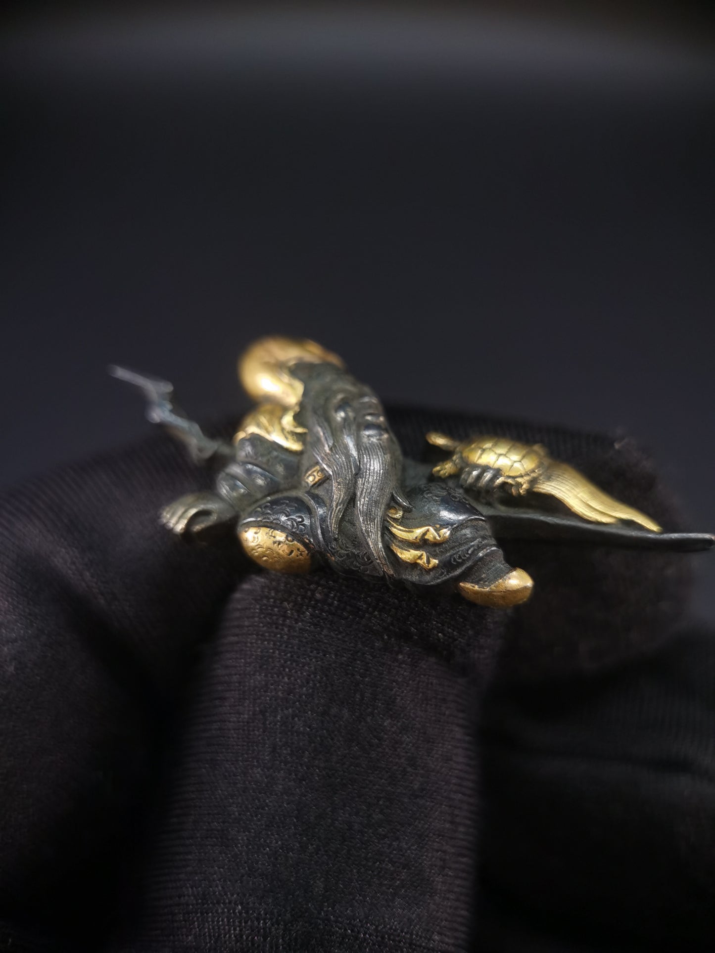 Japanese Longevity God Jurojin & Deer Menuki for Katana and Wakziashi Edo Period Antique C076