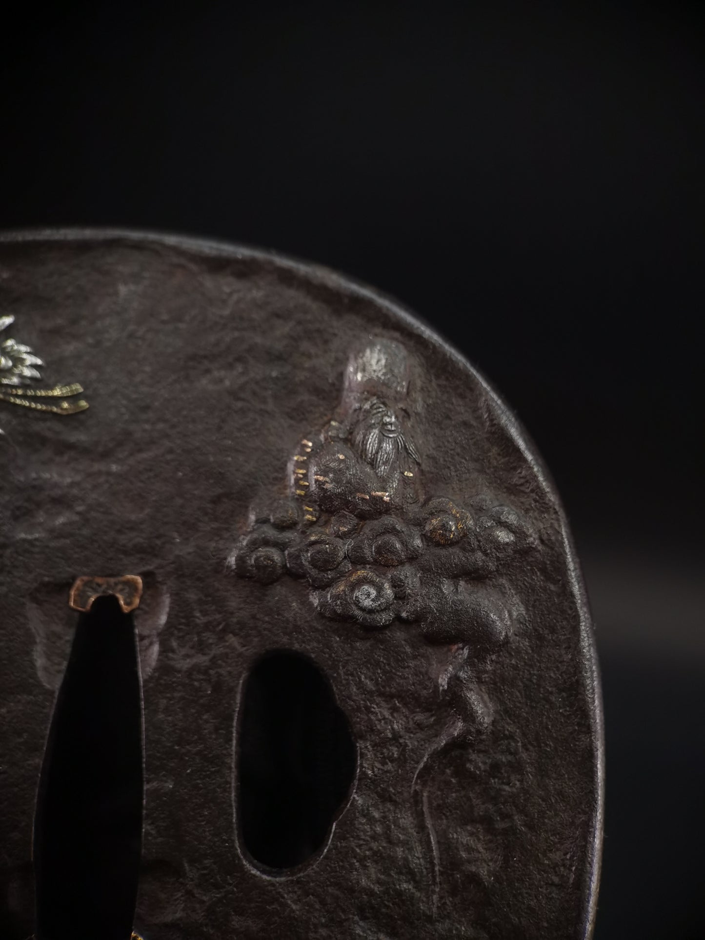 Japanese Longevous god crane Tsuba for Katana and Wakziashi Edo Period Antique A227