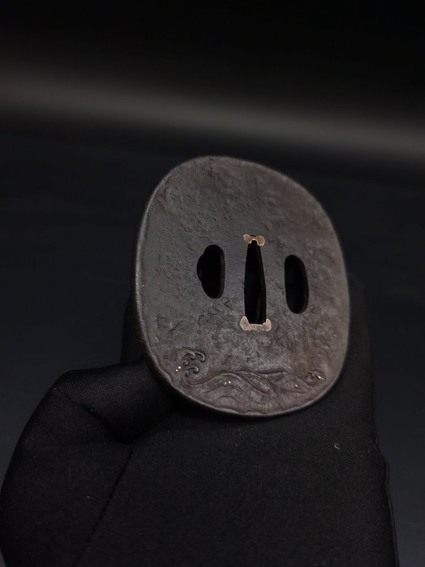 Japanese Longevous god crane Tsuba for Katana and Wakziashi Edo Period Antique A227