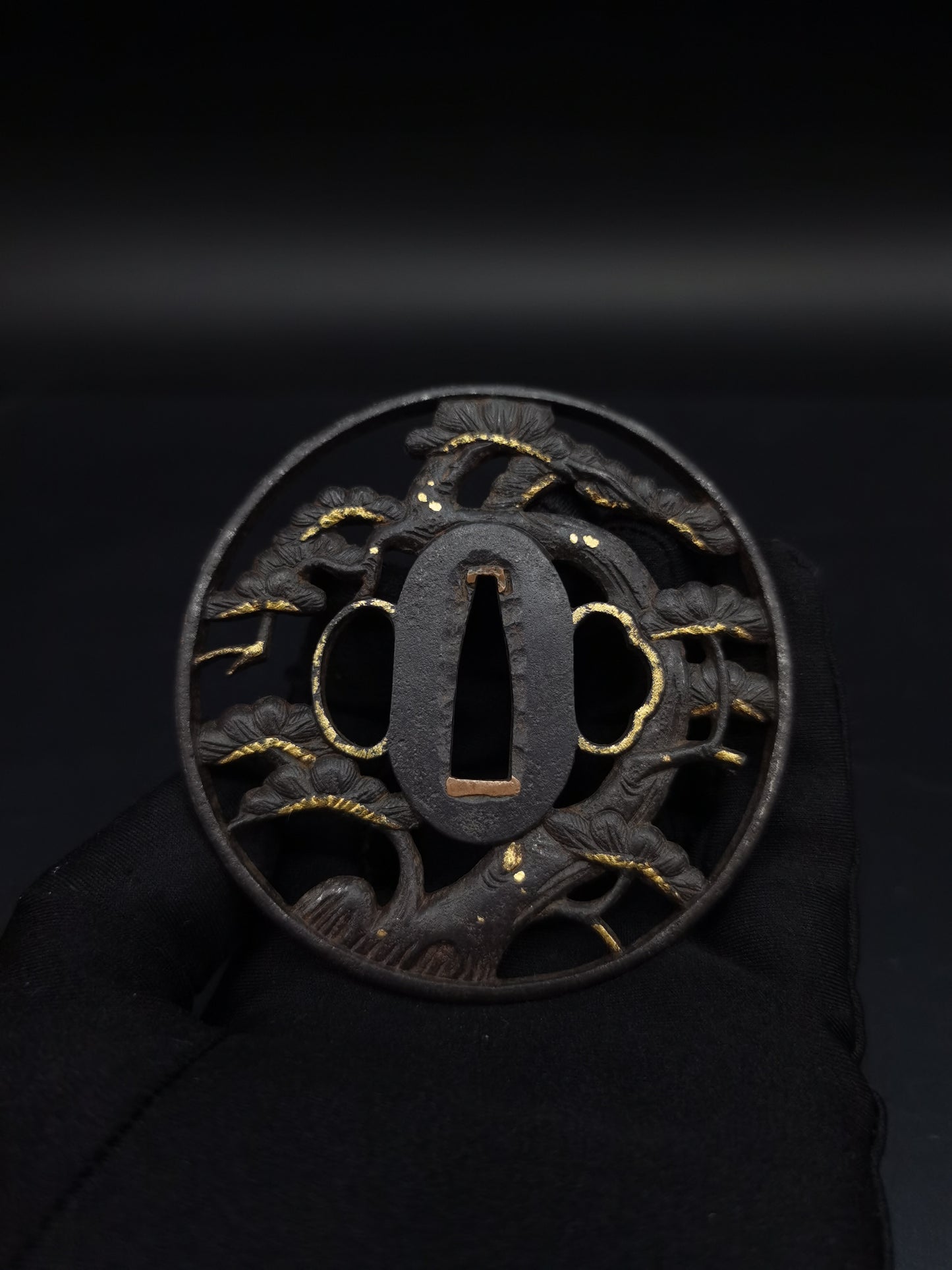 Japanese Pine tree Sukashibori Tsuba for Katana and Wakziashi Edo Period Antique A229