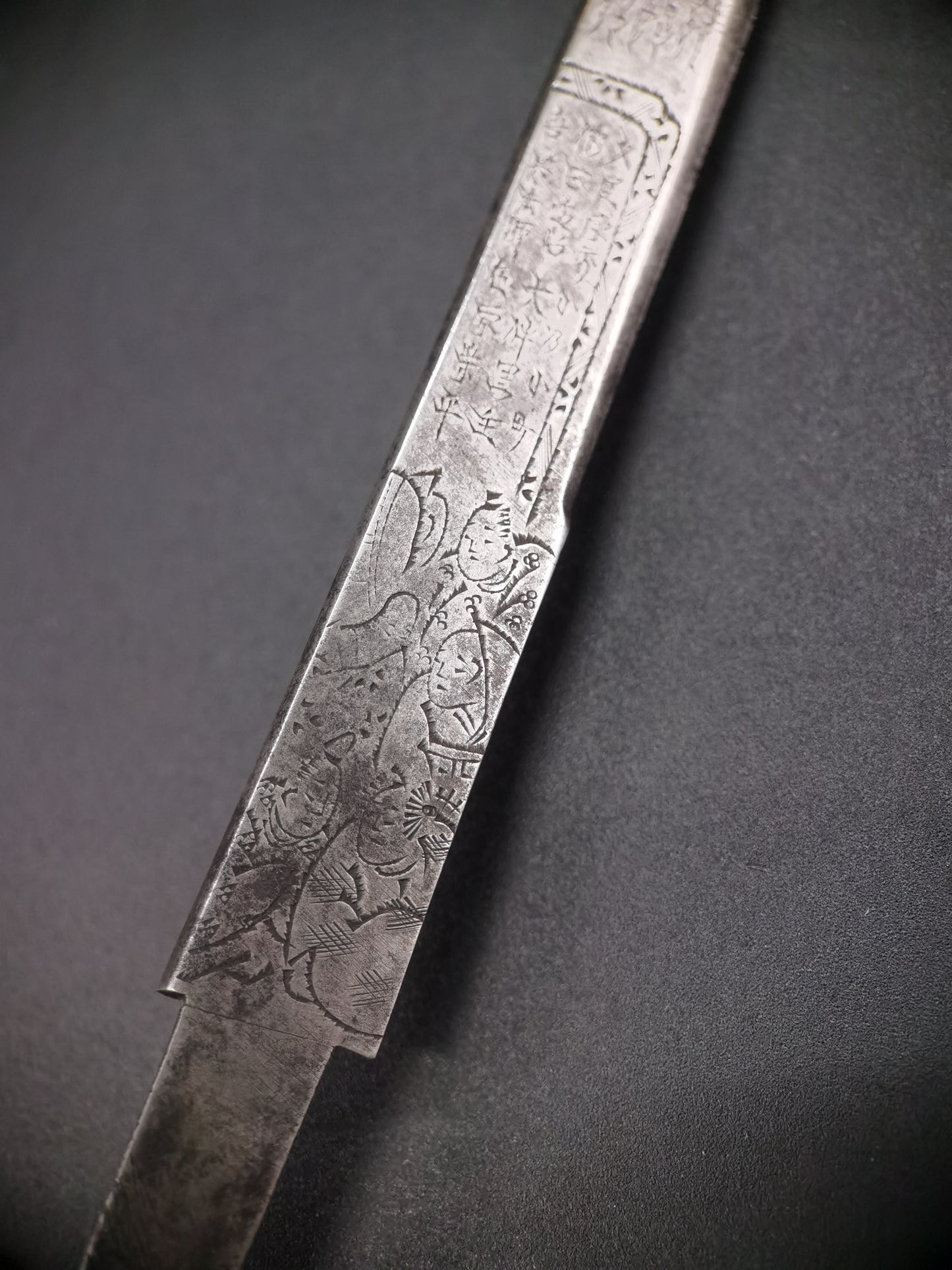 Japanese The Six Poetic Immortals Design Kagatana for Wakziashi Edo Period Antique K037