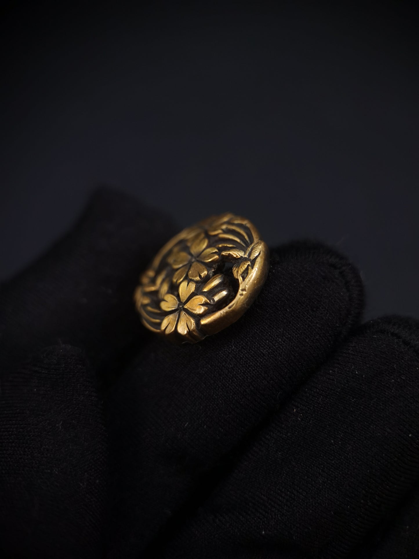 Japanese Chrysanthemum and Cherry Blossoms Round Menuki for Tanto C091