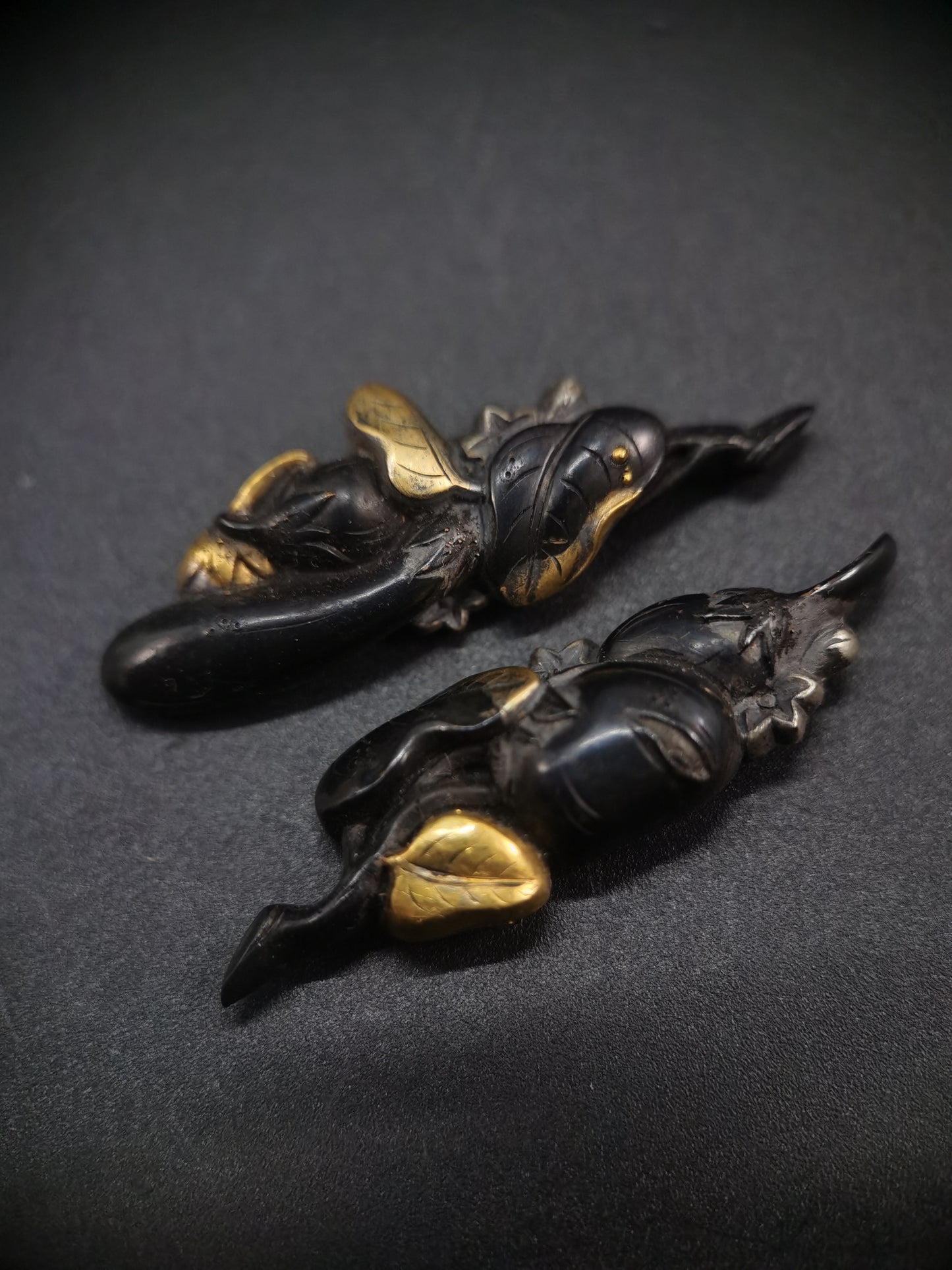 Japanese Type Eggplant Menuki for Katana and Wakziashi Edo Period Antique C092