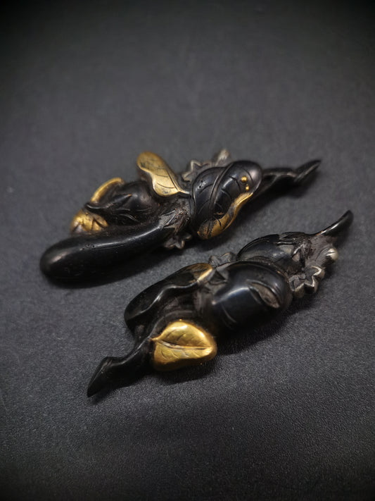 Japanese Type Eggplant Menuki for Katana and Wakziashi Edo Period Antique C092