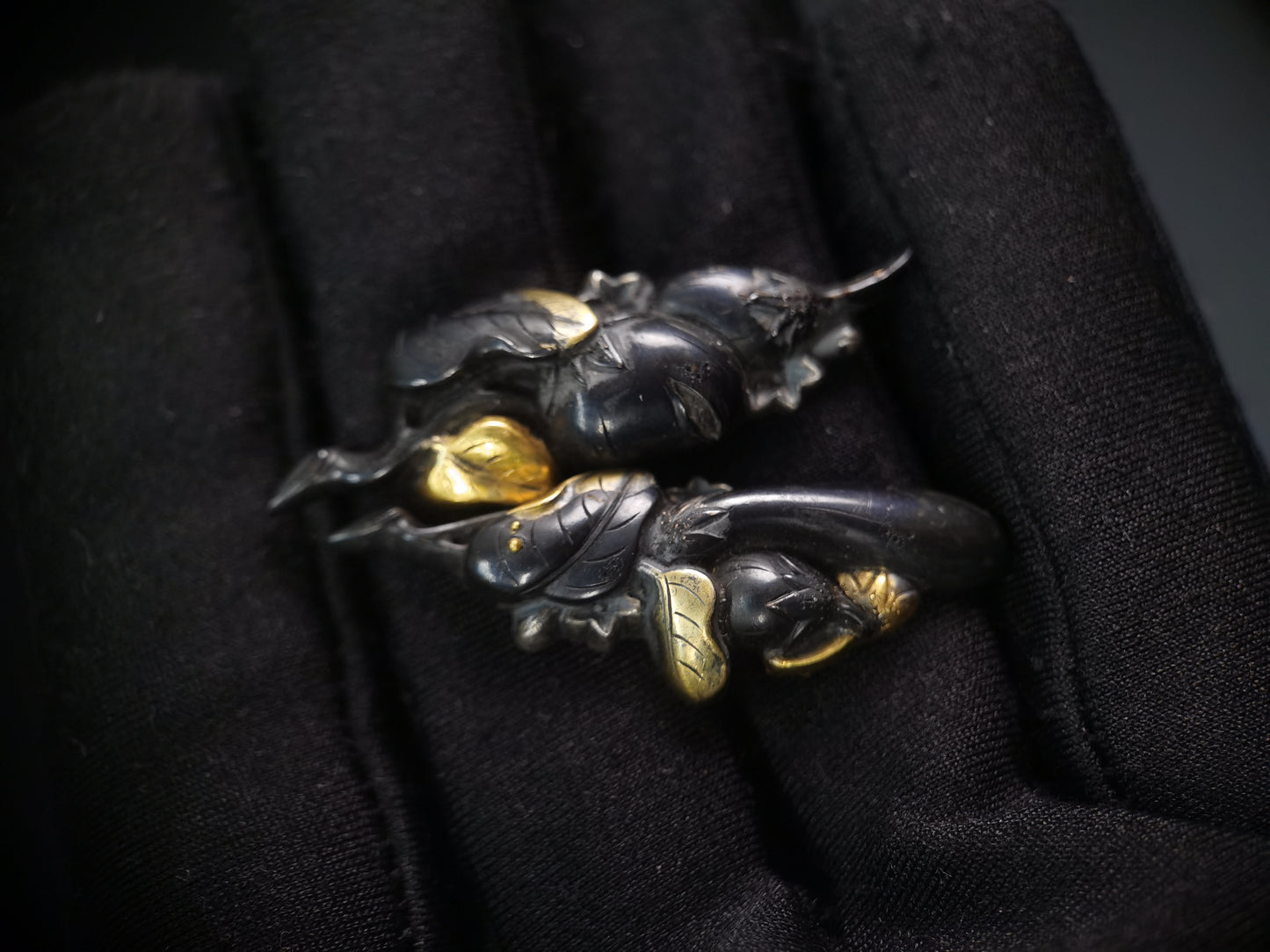 Japanese Type Eggplant Menuki for Katana and Wakziashi Edo Period Antique C092