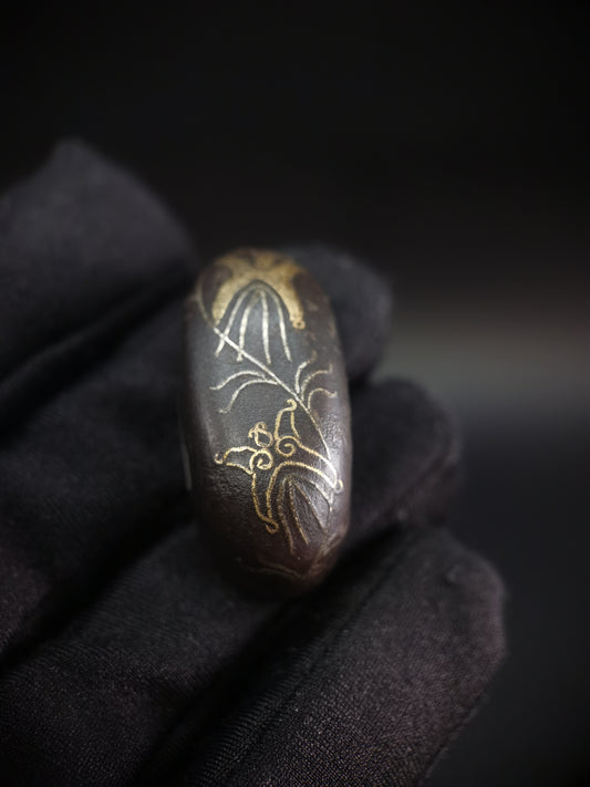 Japanese Flower Pattern Single Kashira for Katana Wakziashi Edo Period Antique G022