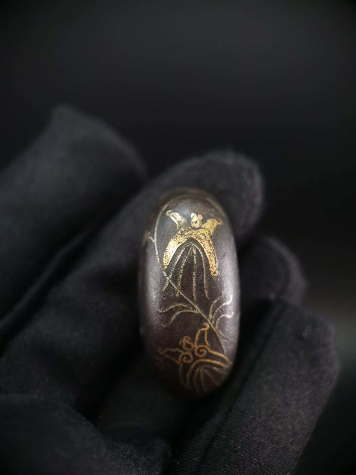 Japanese Flower Pattern Single Kashira for Katana Wakziashi Edo Period Antique G022