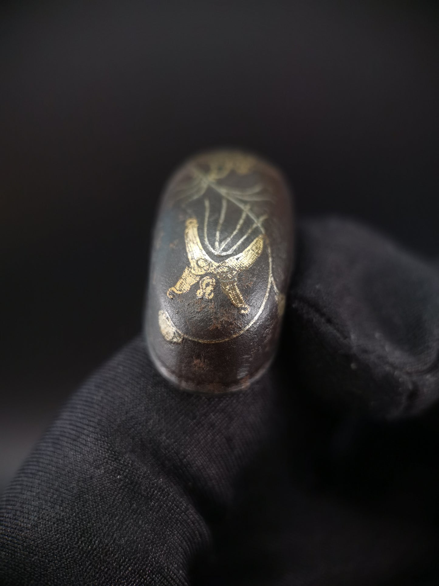 Japanese Flower Pattern Single Kashira for Katana Wakziashi Edo Period Antique G022