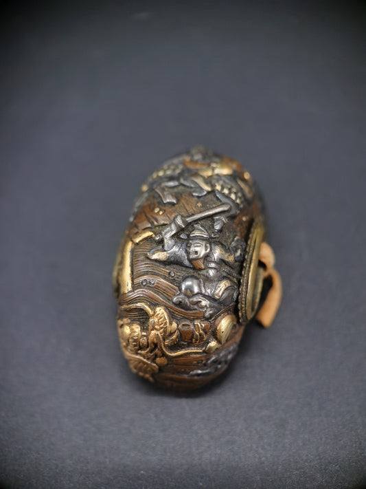Japanese Yi Bridge Shoe-Retrieval Scene Kurikata for Katana Wakziashi Tanto Edo Period Antique H011