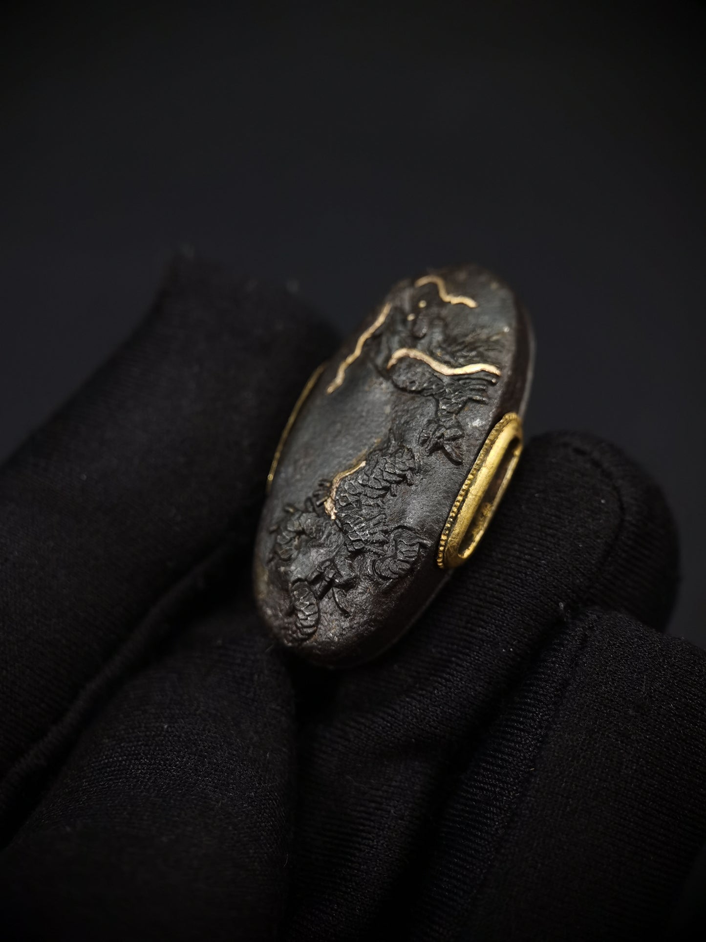 Japanese Dragon Pattern Single Kashira for Katana Wakziashi Edo Period Antique G056