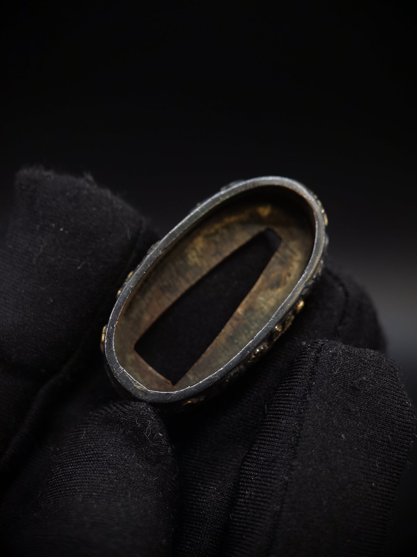 Japanese Sika Deer with Autumn Grass Pattern Single Fuchi for Katana Wakziashi Edo Period Antique F142