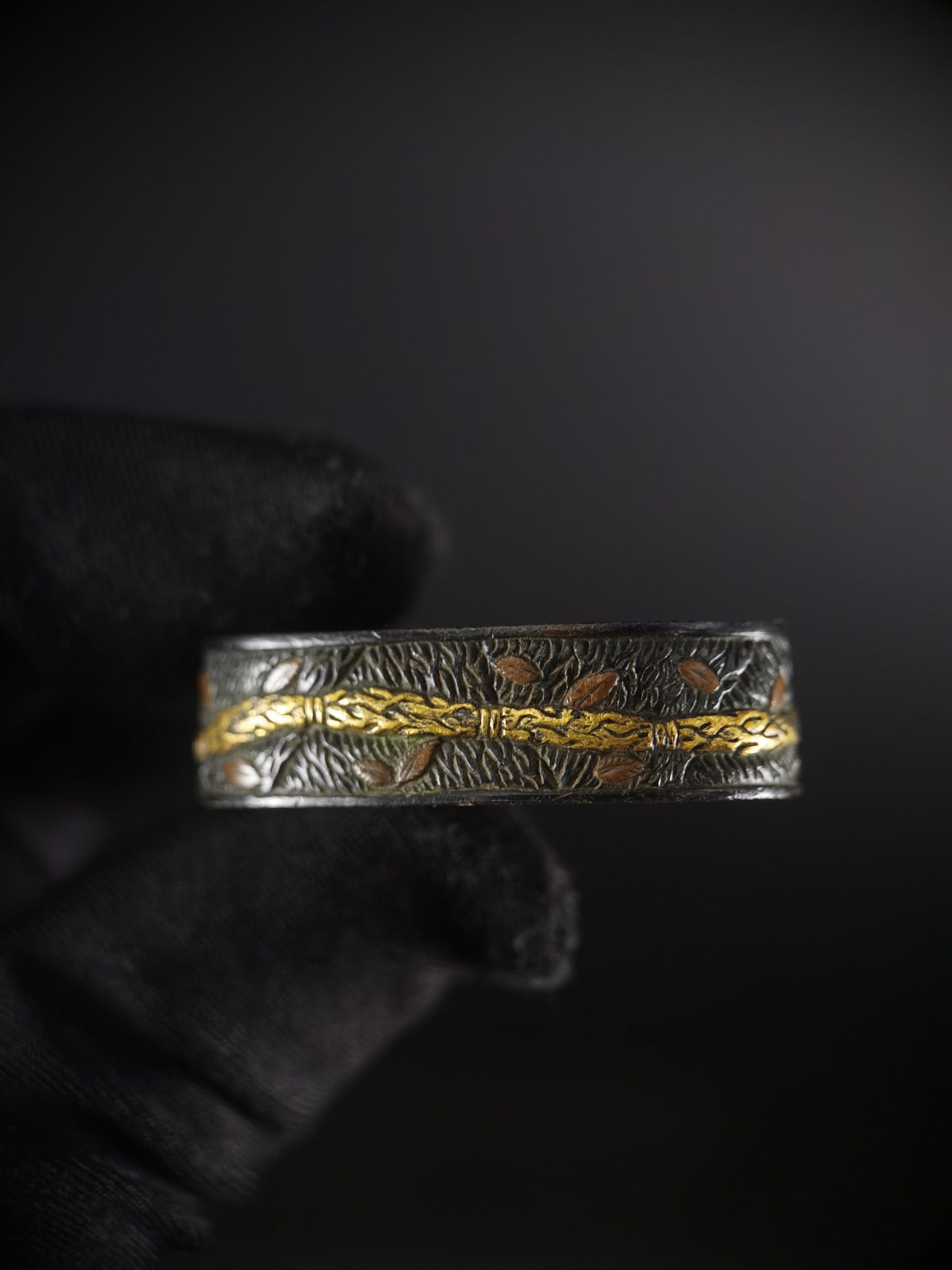 Japanese Shrine Ritual Rope Pattern Single Fuchi for Katana Wakziashi Edo Period Antique F154