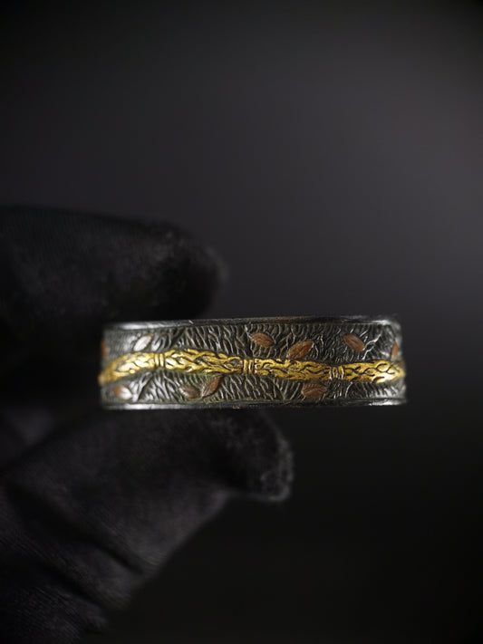 Japanese Shrine Ritual Rope Pattern Single Fuchi for Katana Wakziashi Edo Period Antique F154