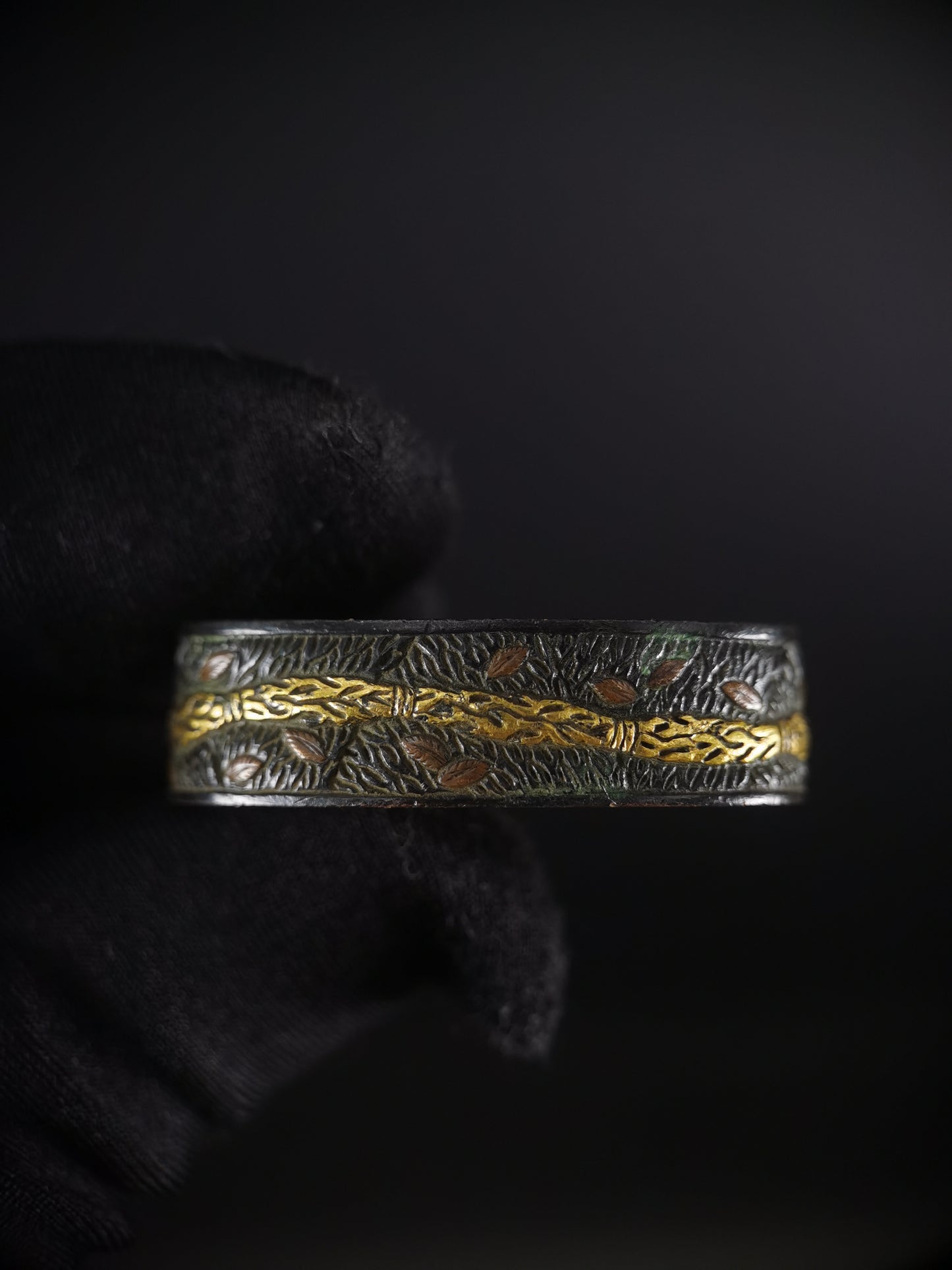 Japanese Shrine Ritual Rope Pattern Single Fuchi for Katana Wakziashi Edo Period Antique F154