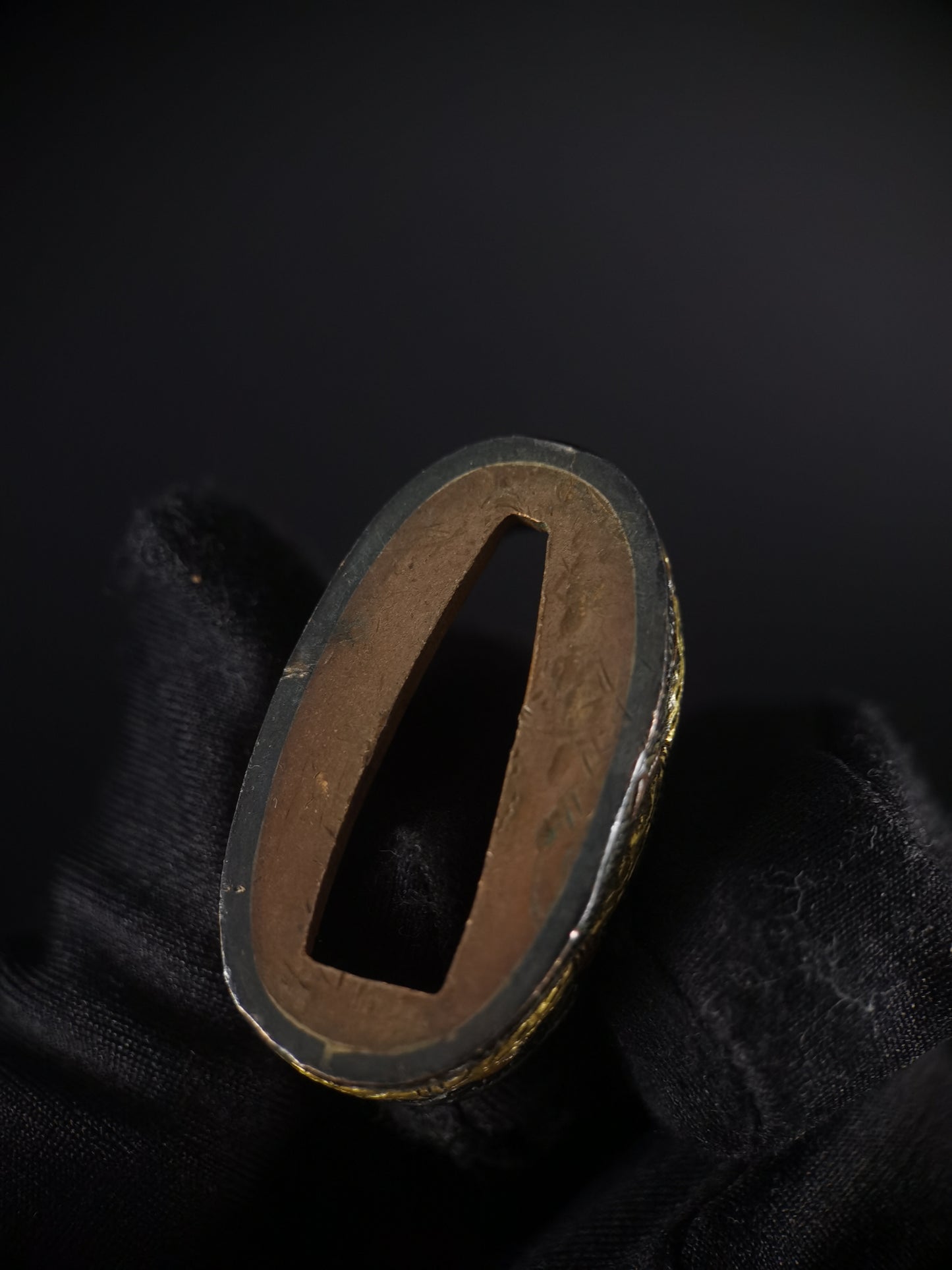 Japanese Shrine Ritual Rope Pattern Single Fuchi for Katana Wakziashi Edo Period Antique F154