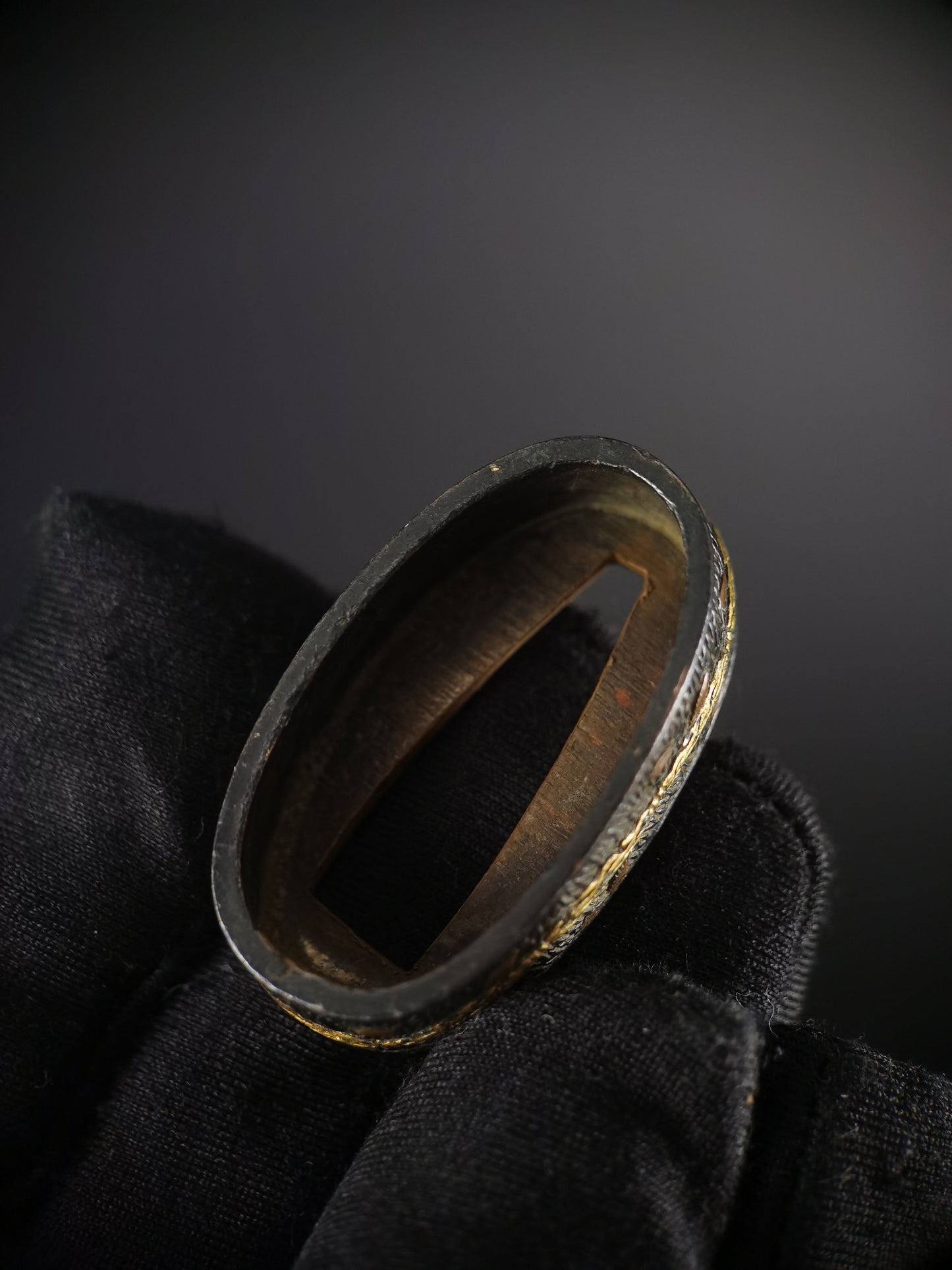 Japanese Shrine Ritual Rope Pattern Single Fuchi for Katana Wakziashi Edo Period Antique F154
