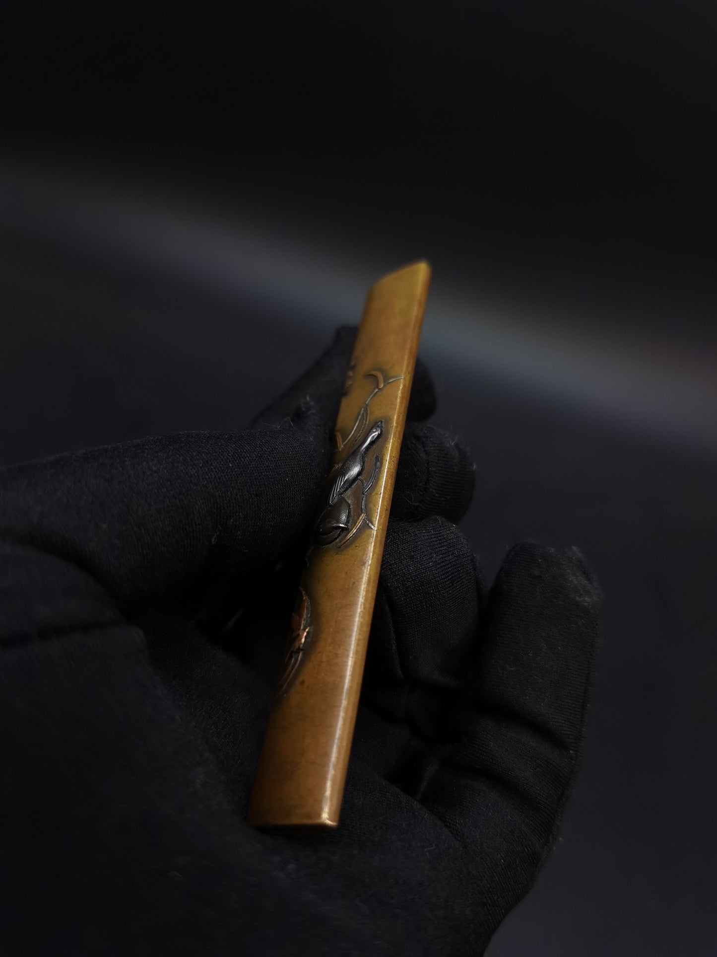 Japanese Reeds and Waterfowl Pattern Kozuka for wakziashi and tanto Edo period antique D110
