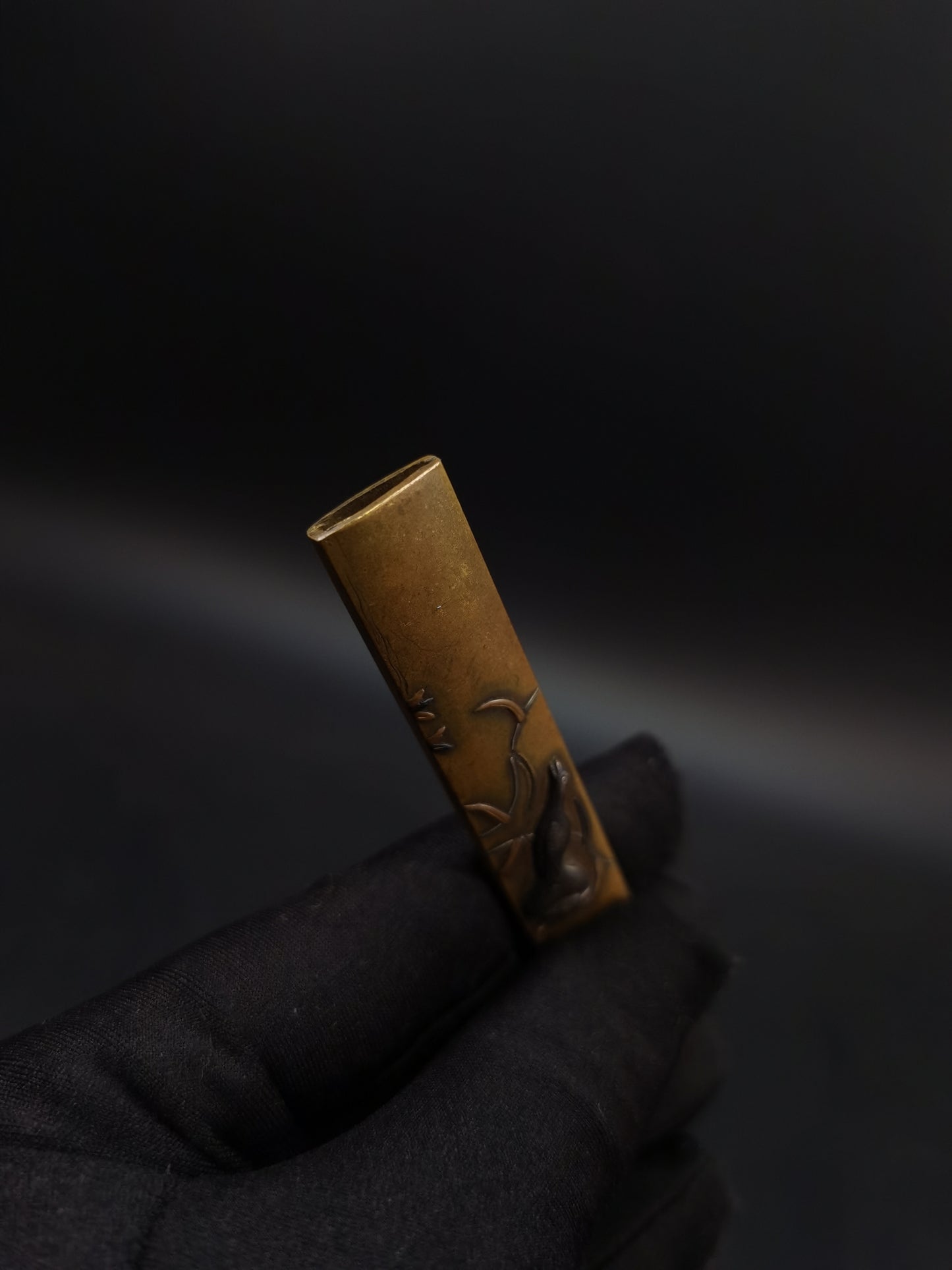 Japanese Reeds and Waterfowl Pattern Kozuka for wakziashi and tanto Edo period antique D110