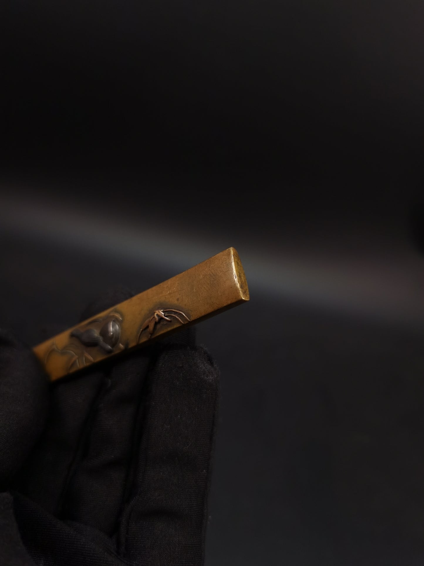 Japanese Reeds and Waterfowl Pattern Kozuka for wakziashi and tanto Edo period antique D110