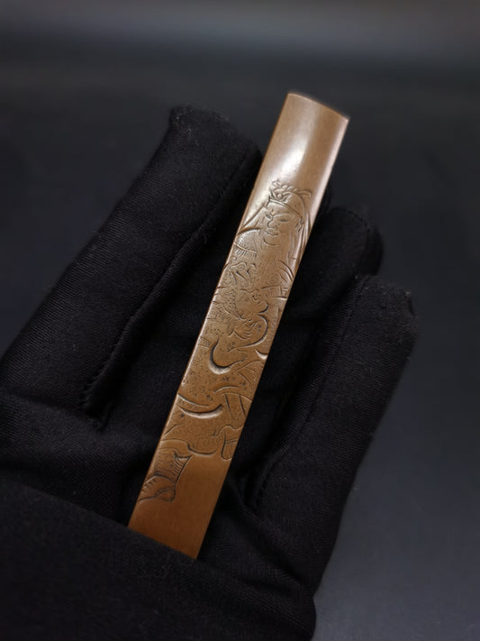 Japanese Guan Yu Defeats Hua Xiong Pattern Kozuka for wakziashi and tanto Edo period antique D112