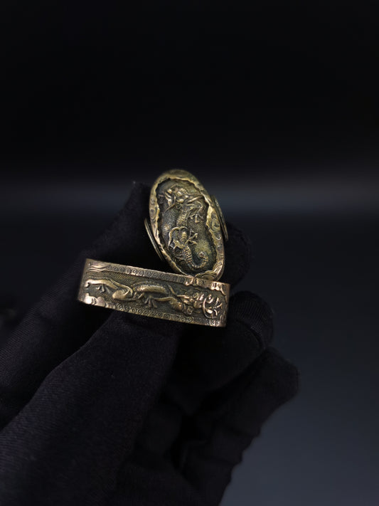 Japanese Dragon Pattern Fuchi & Kashira for Katana and Wakziashi Edo Period Antique B098