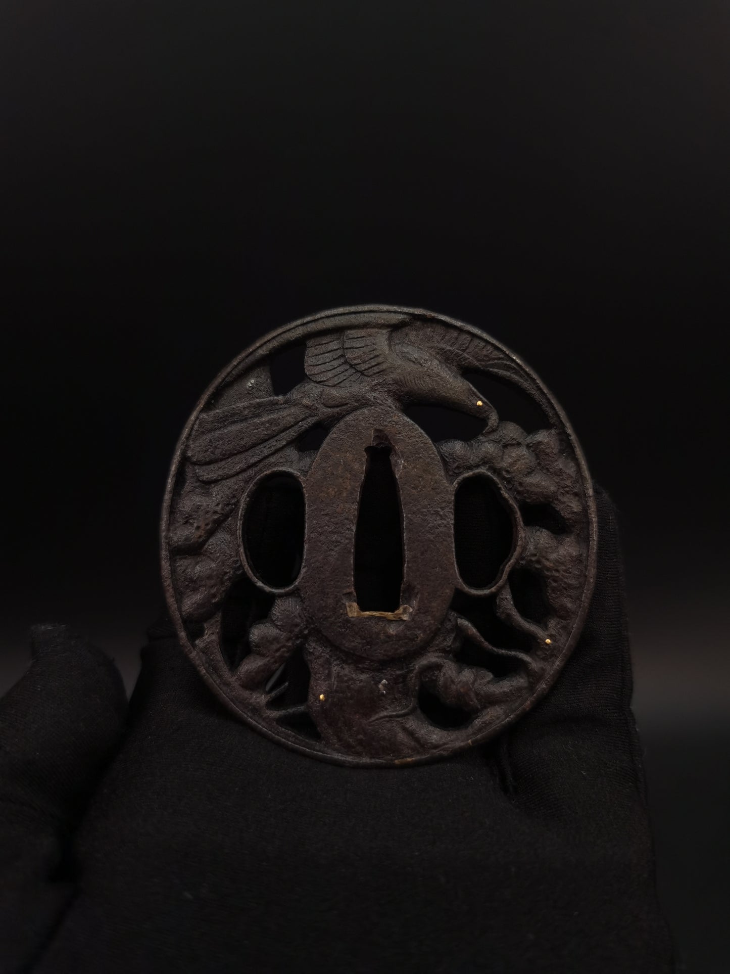 Japanese Pine and Eagle Tsuba for Katana and Wakziashi Edo Period Antique A199
