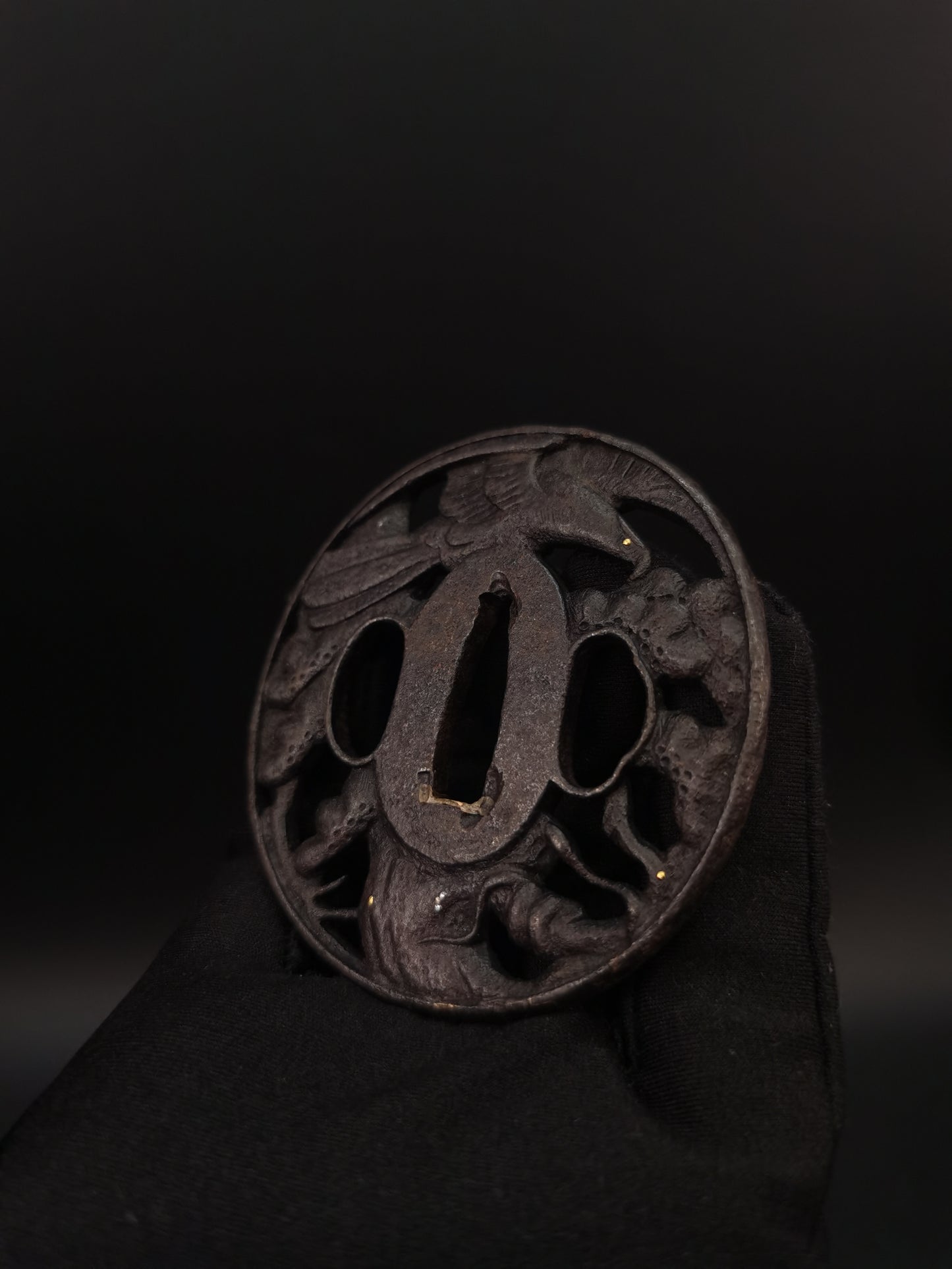 Japanese Pine and Eagle Tsuba for Katana and Wakziashi Edo Period Antique A199