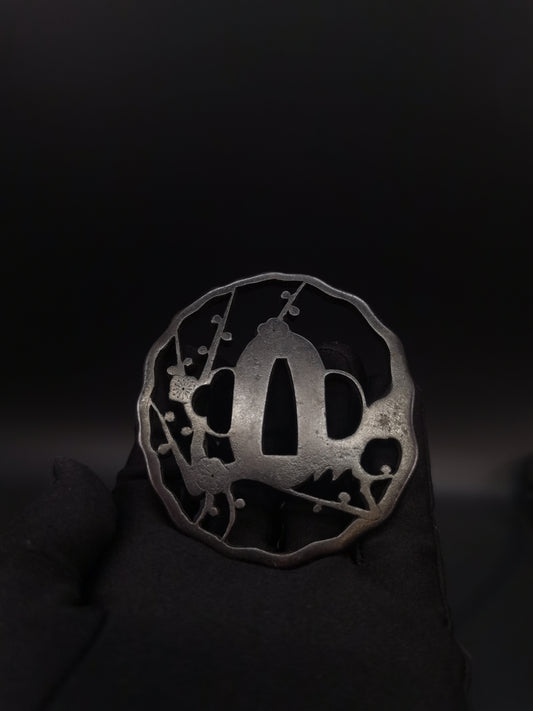 Japanese Plum tree Pattern Tsuba for Katana and Wakziashi Edo Period Antique A214