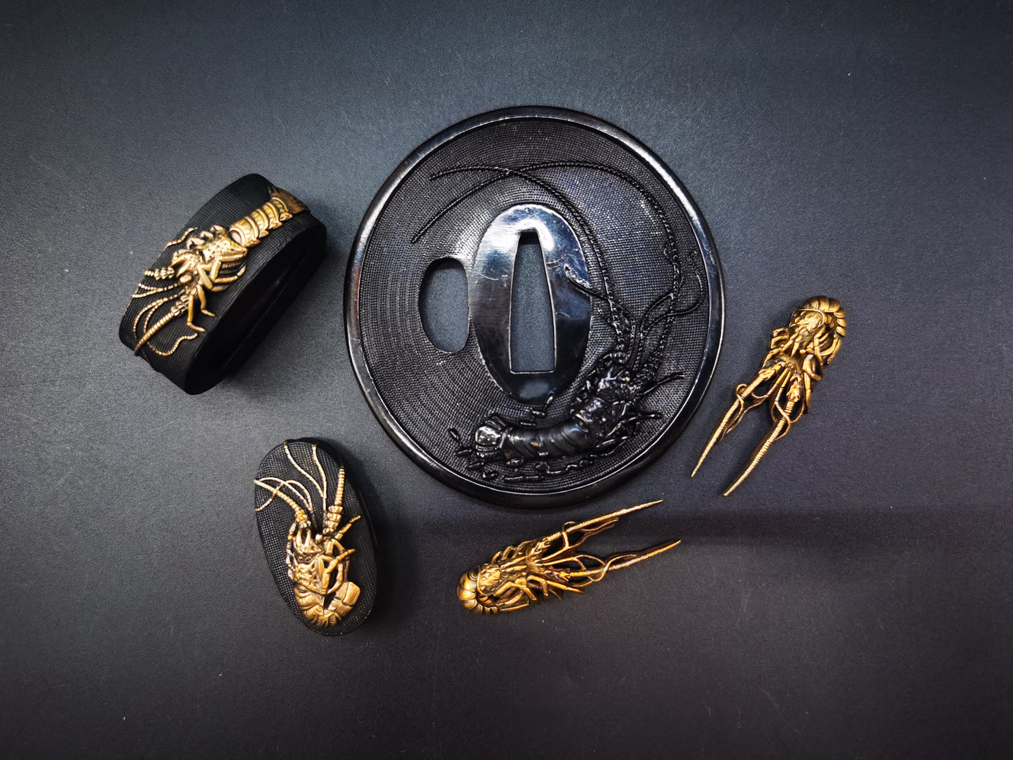 Japanese Type Lobster pattern 5 pieces set for Katana and Wakziashi, Y169
