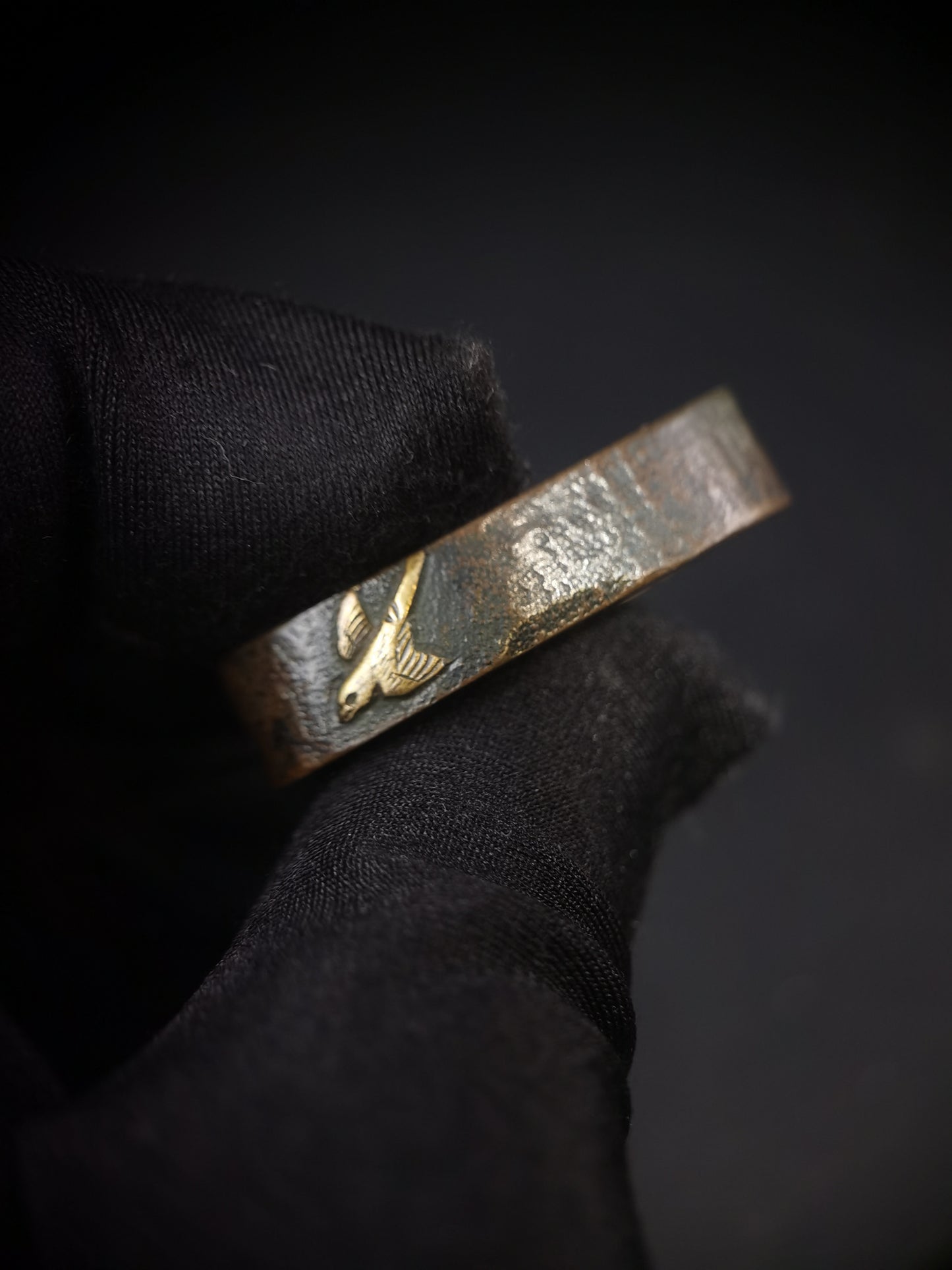 Japanese Plum Blossom and Flying Bird Pattern Single Fuchi for Katana Wakziashi Edo Period Antique F161
