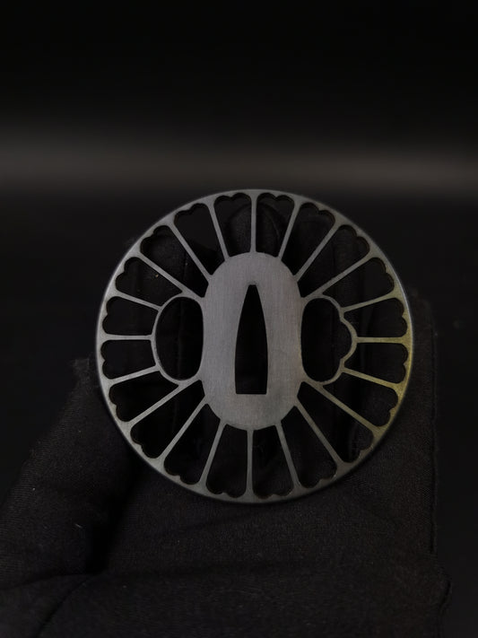 Japanese Type Kiku-mon Sukashi Tsuba for Katana and Wakziashi, X011
