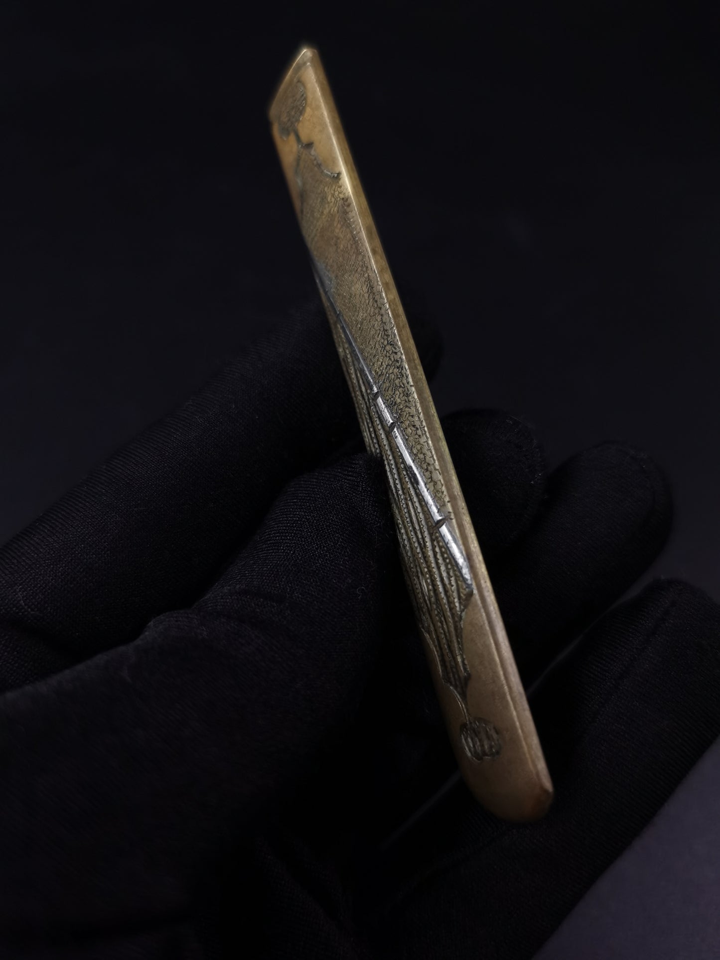 Japanese Brass Ground Matsushiro Design, Kozuka & Kogai Two-piece Set for wakziashi and tanto Edo period antique D129
