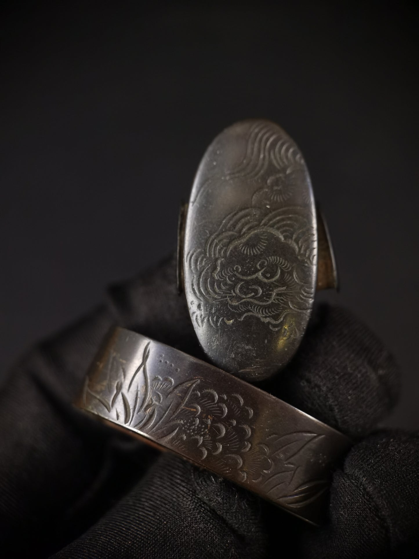 Japanese Lion Dog Fuchi & Kashira for Katana and Wakziashi Edo Period Antique B105